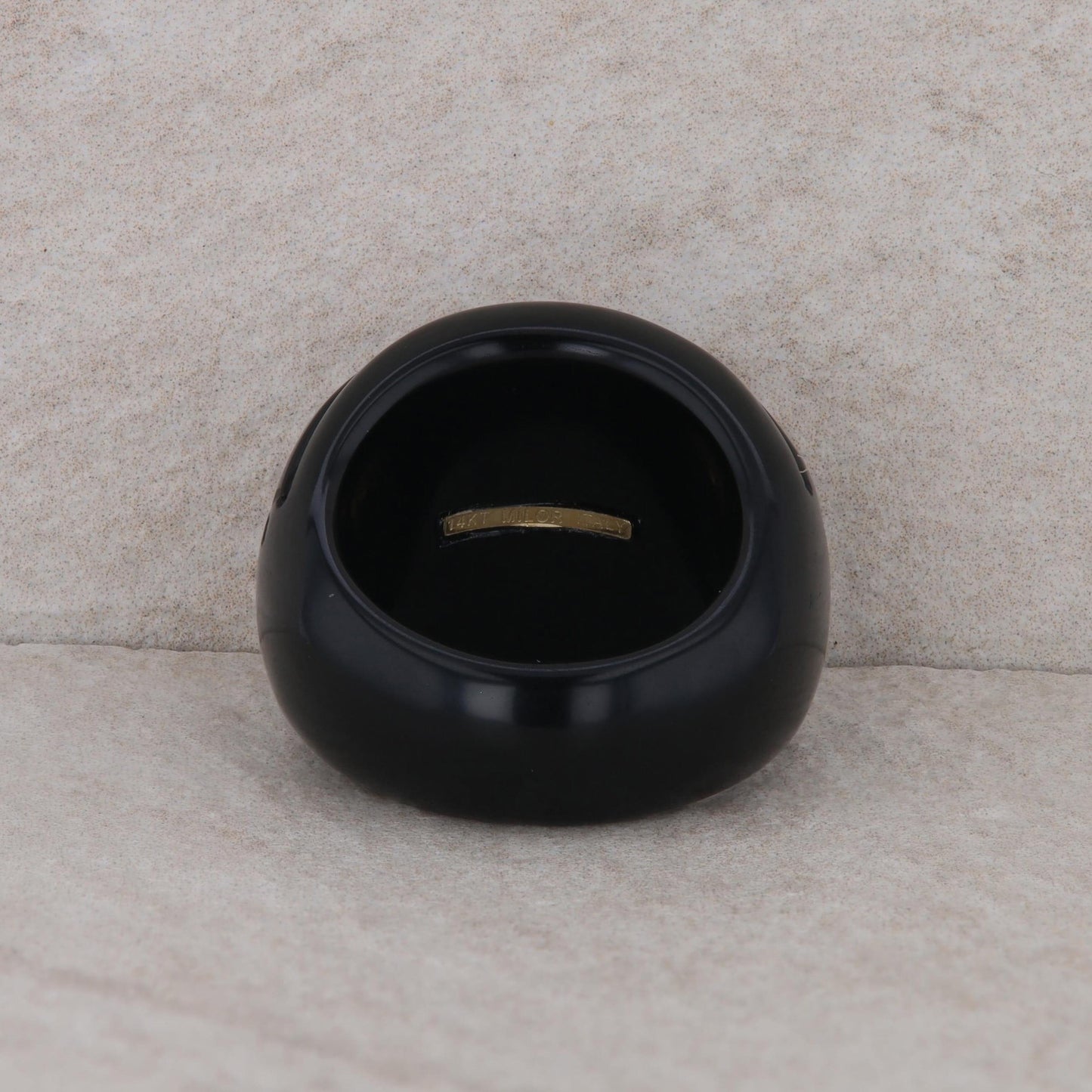 14k Yellow Gold Inlay Black Onyx Milor Italy Domed Ring