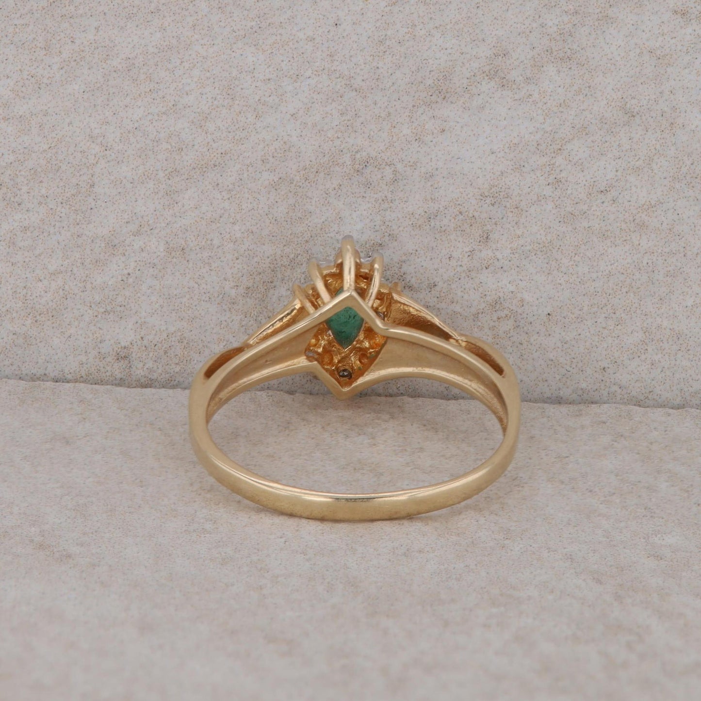 10k Yellow Gold Emerald and Diamond Halo Ring