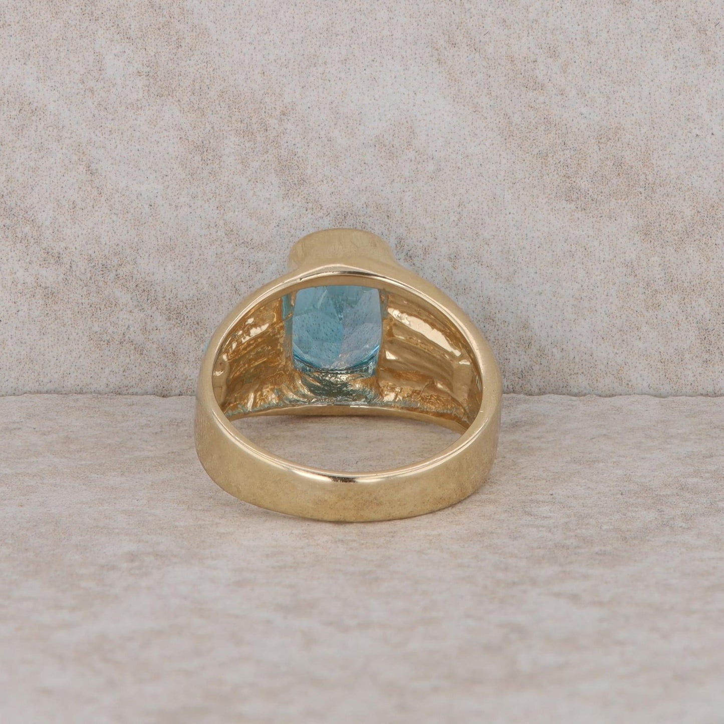 14k Yellow Gold Blue Topaz and Opal Fashion Ring