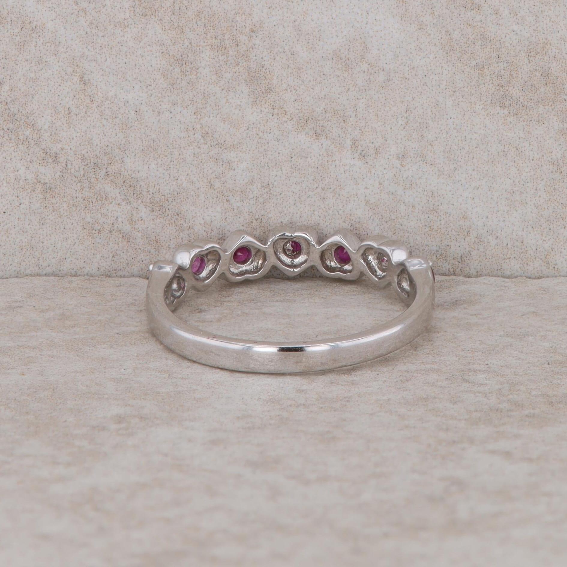 10k White Gold Heart Pink Sapphire Band