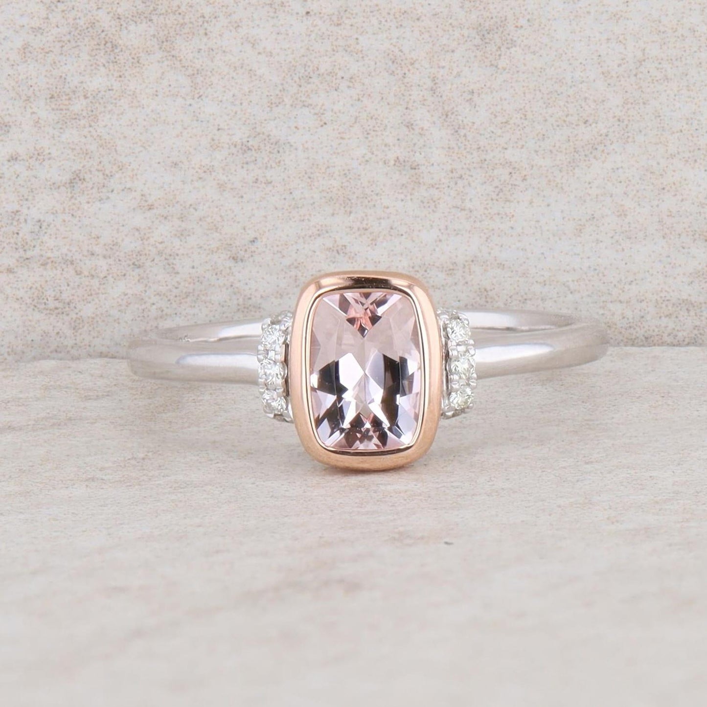 14k White and Rose Gold Morganite and Diamond Ring