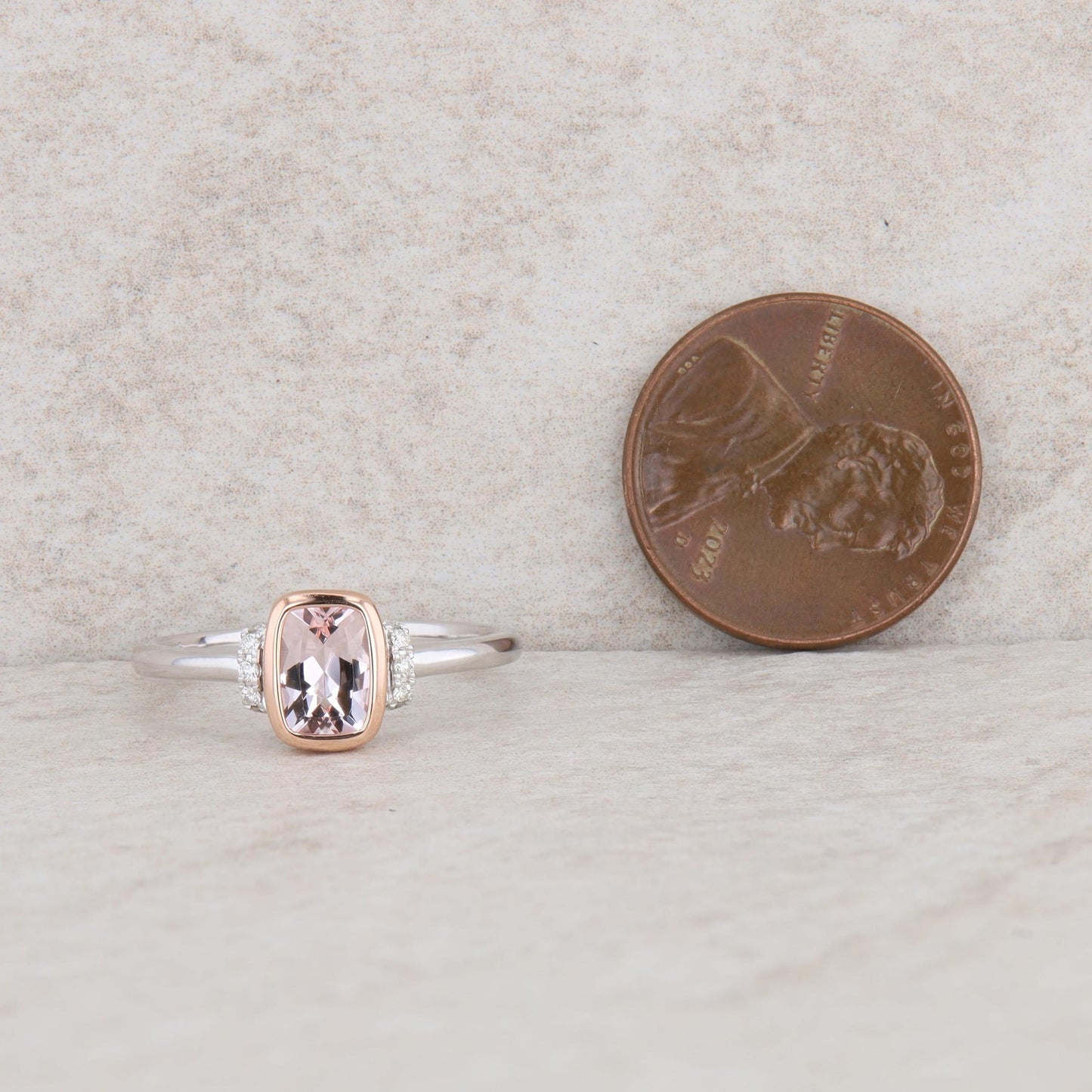 14k White and Rose Gold Morganite and Diamond Ring