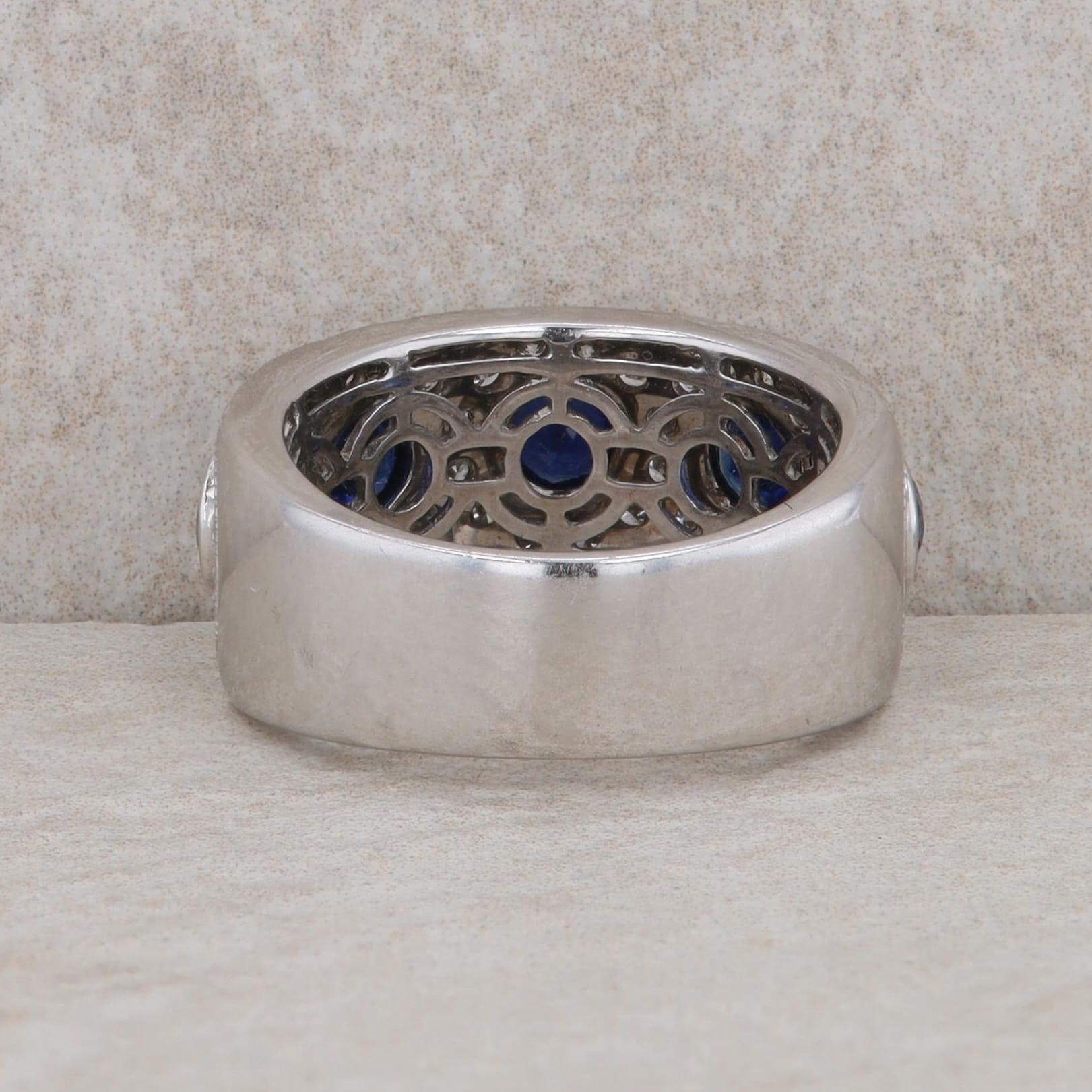 14k White Gold Sapphire and Diamond Circle Style Band