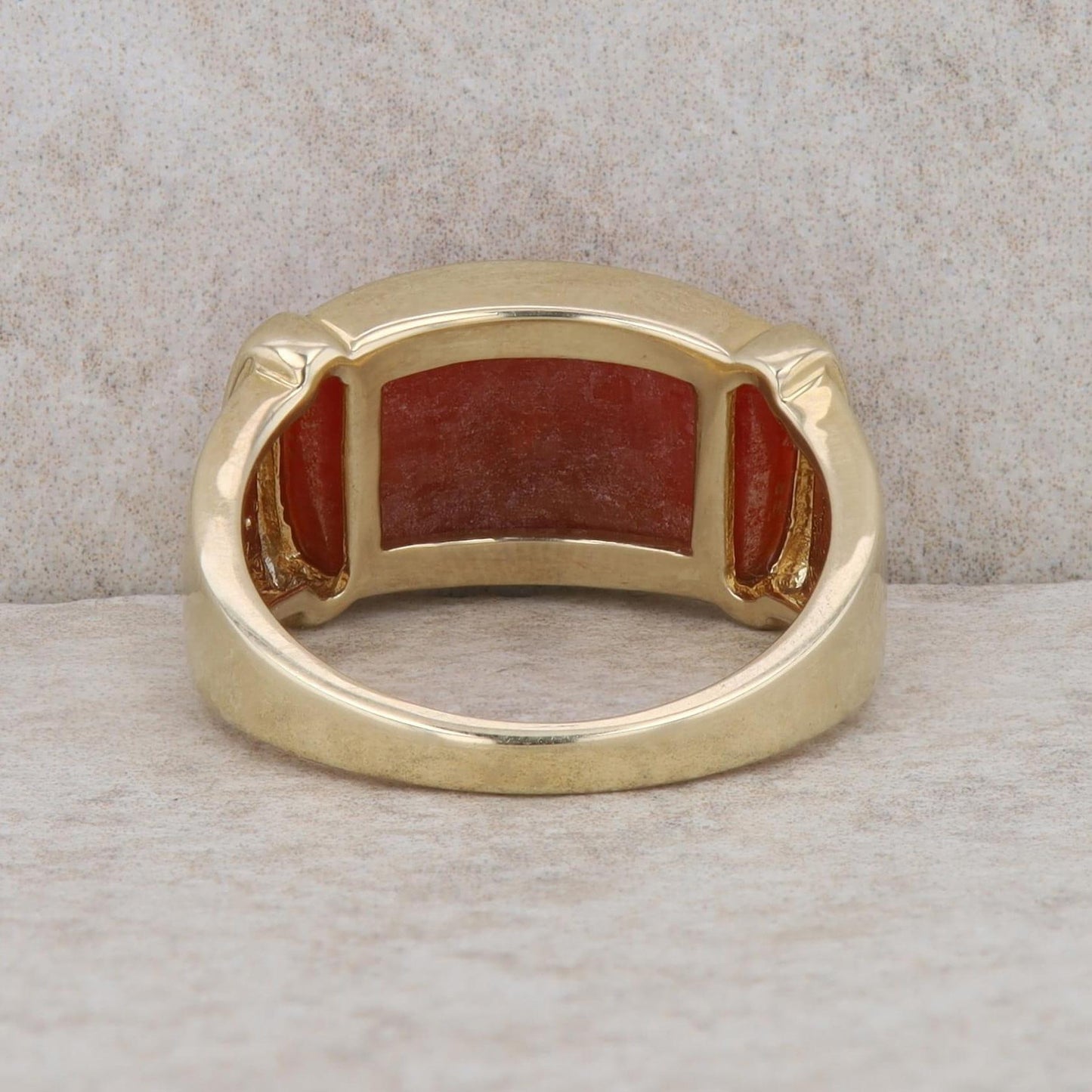 10k Yellow Gold Faceted Carnelian Wide Band