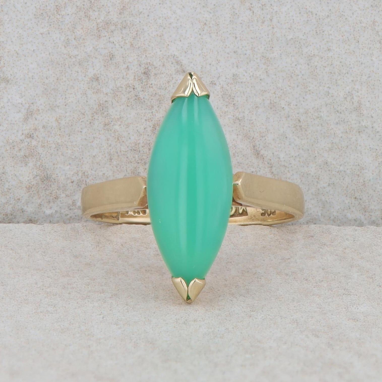 14k Yellow Gold Chrysoprase Ring