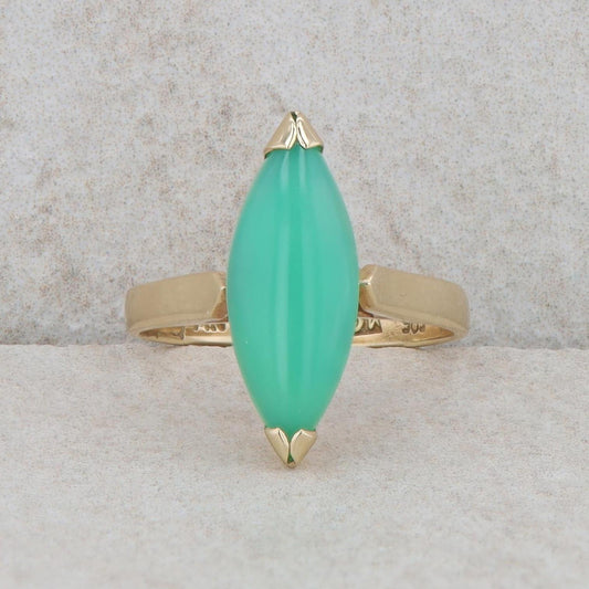 14k Yellow Gold Chrysoprase Ring