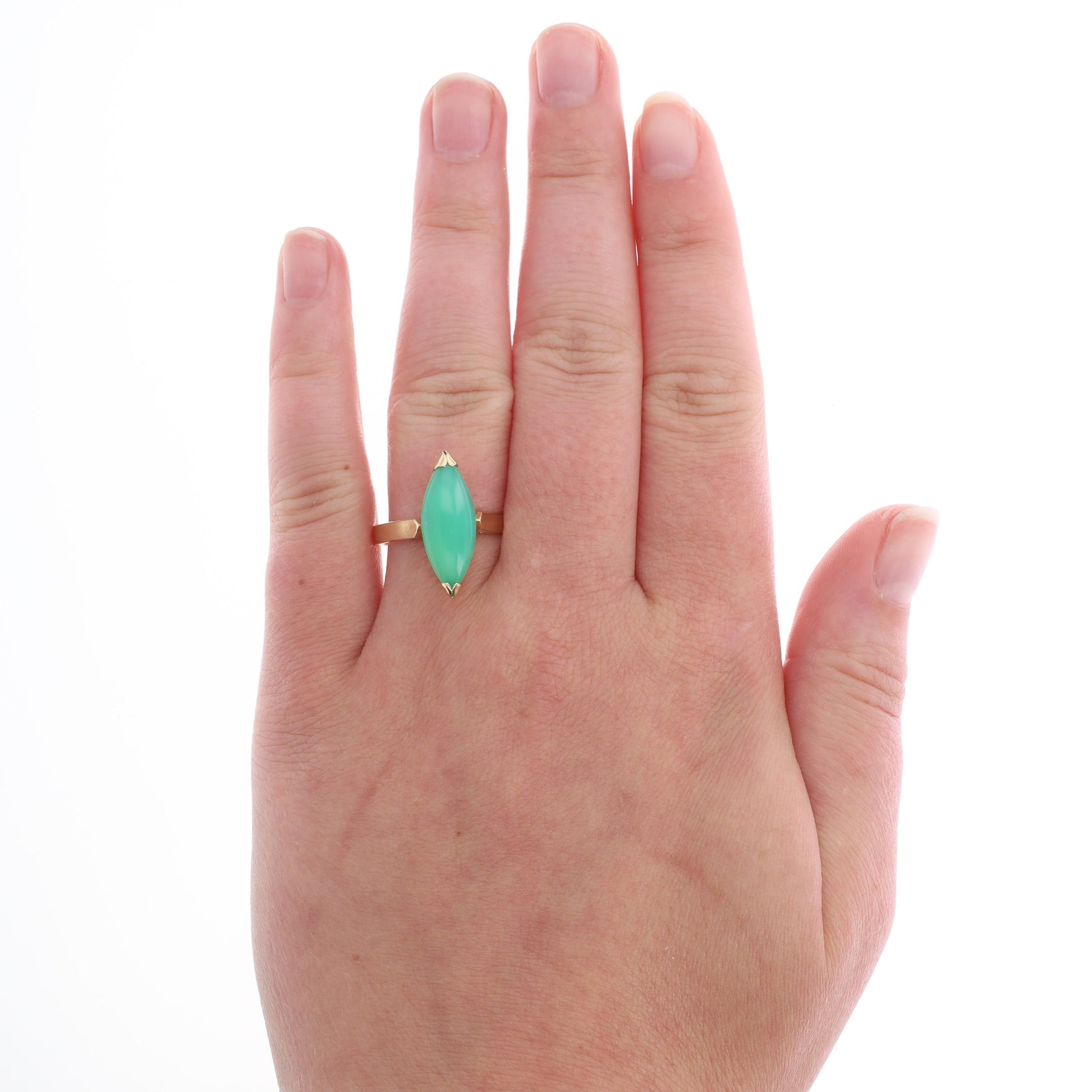 14k Yellow Gold Chrysoprase Ring