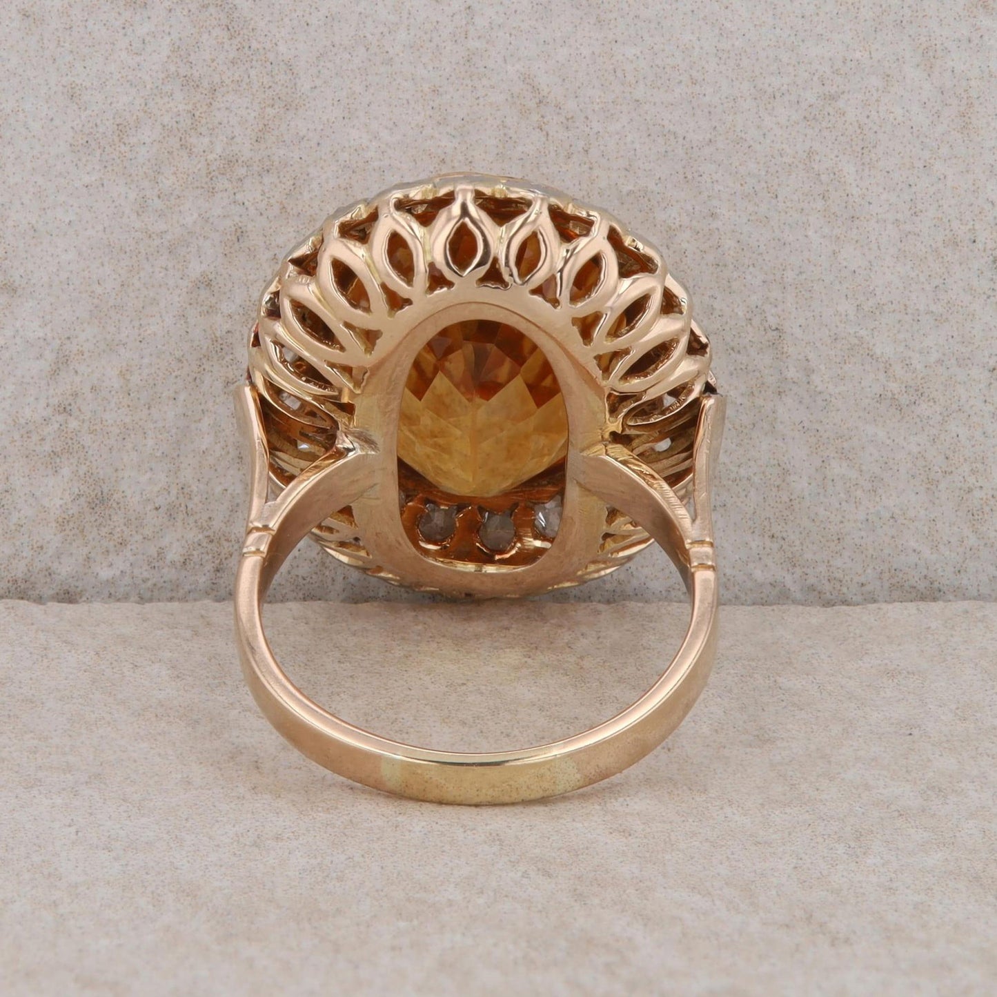 18k Yellow Gold Citrine and Diamond Halo Ring