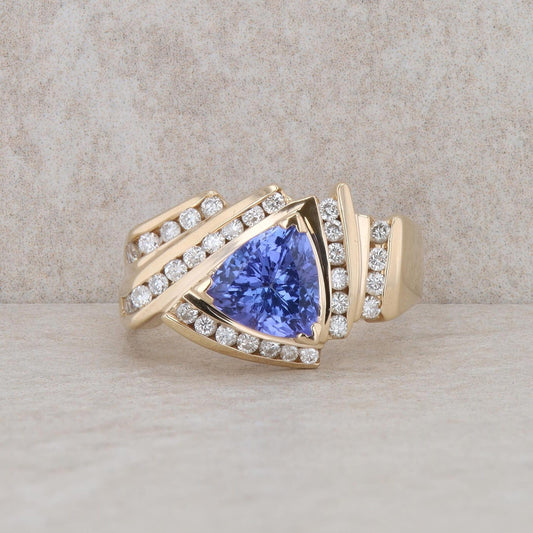 14k Yellow Gold Trillion Le Vian Tanzanite and Diamond Ring