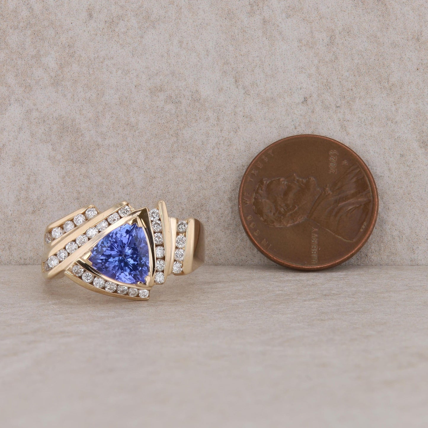 14k Yellow Gold Trillion Le Vian Tanzanite and Diamond Ring