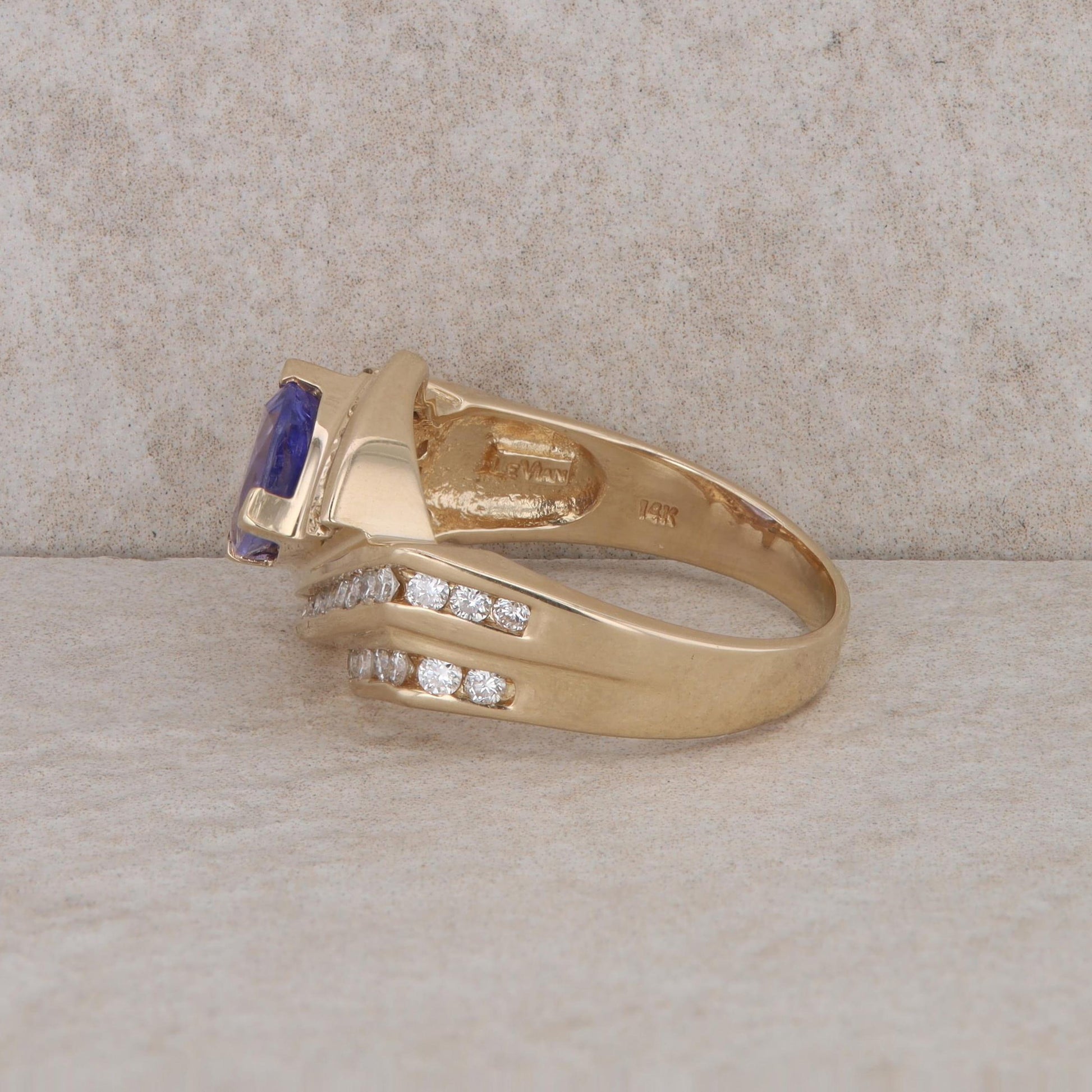 14k Yellow Gold Trillion Le Vian Tanzanite and Diamond Ring