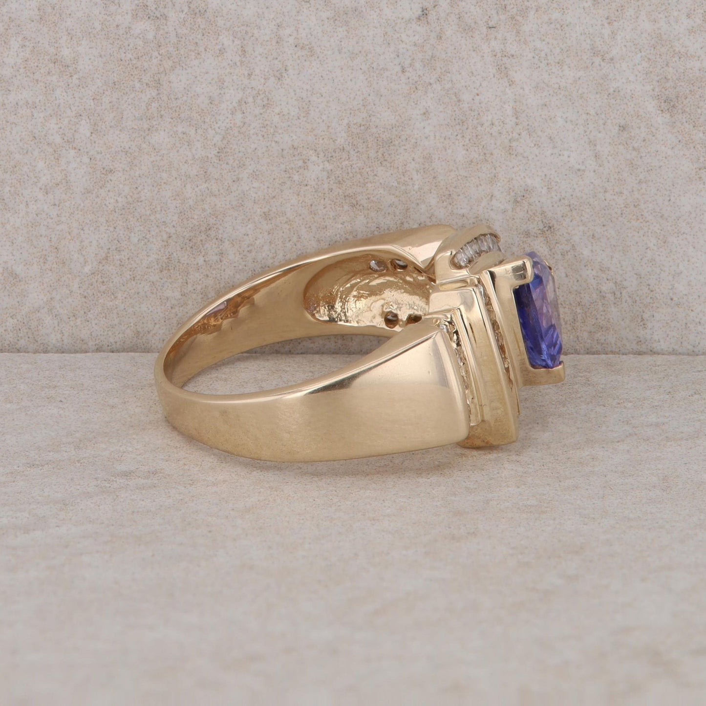 14k Yellow Gold Trillion Le Vian Tanzanite and Diamond Ring