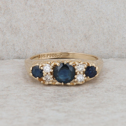 14k Yellow Gold Diamond and Sapphire Fashion Ring