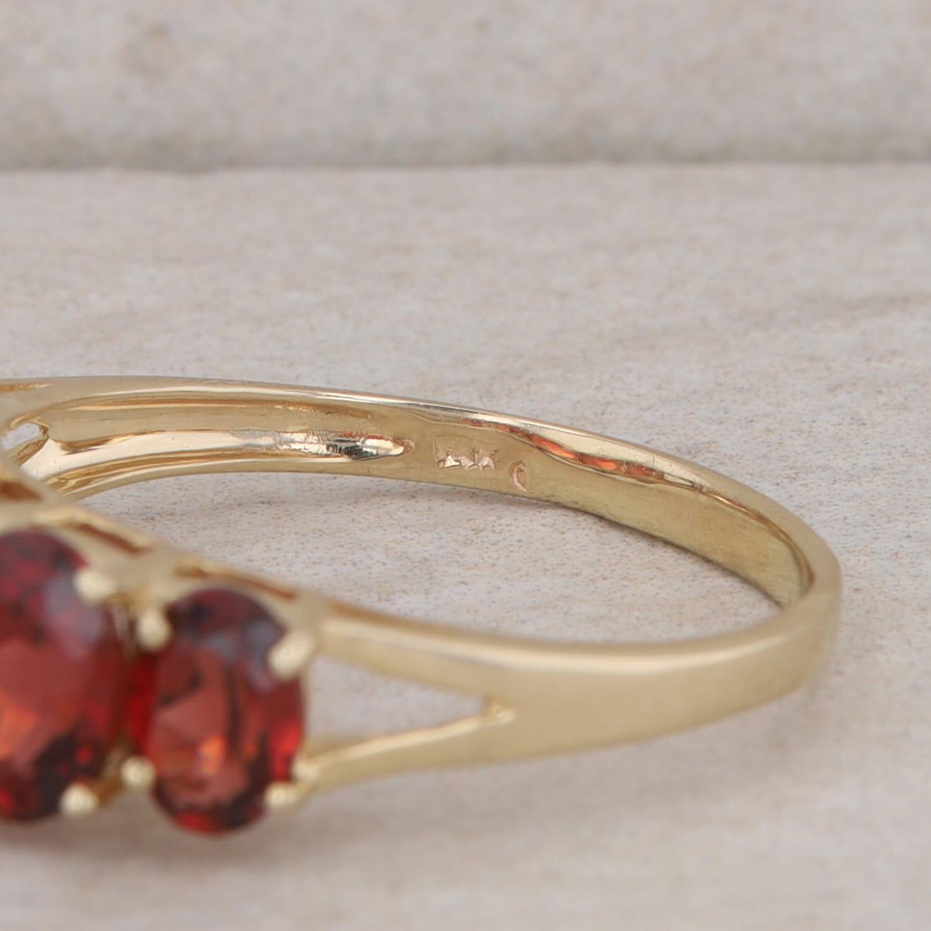 14k Yellow Gold Five Oval Garnet Ring