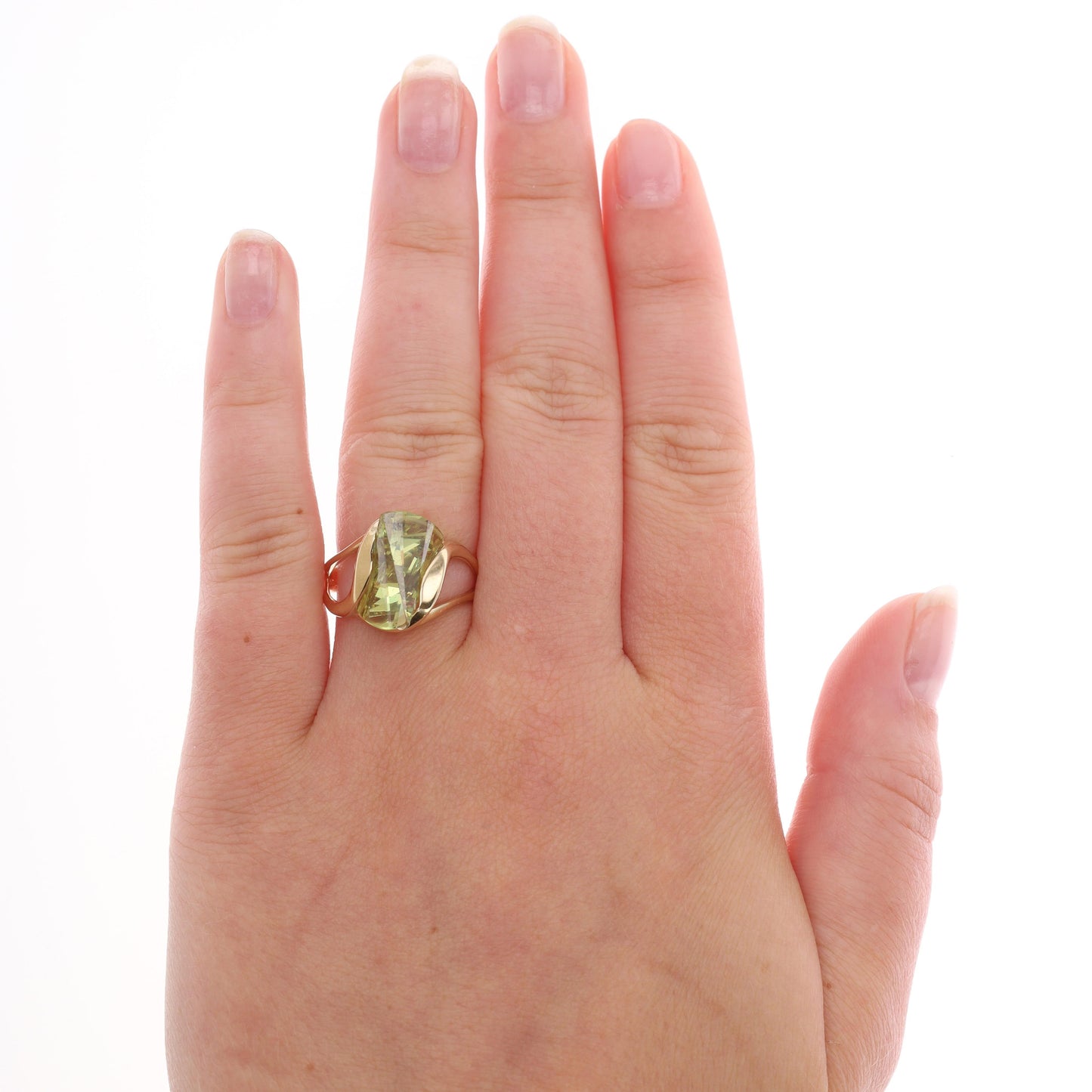 14k Yellow Gold Fantasy Cut Sphene Ring