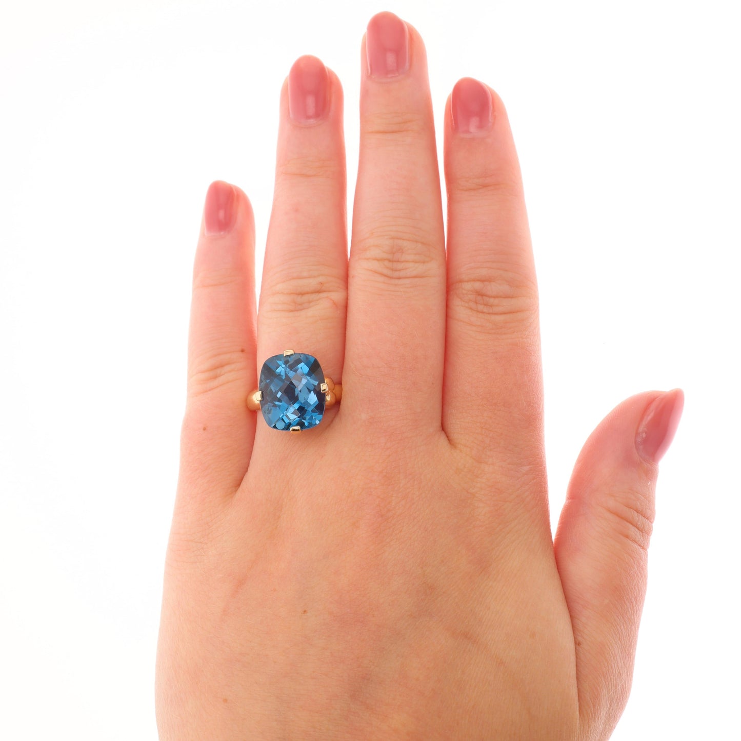 10k Yellow Gold London Blue Topaz Cushion Ring