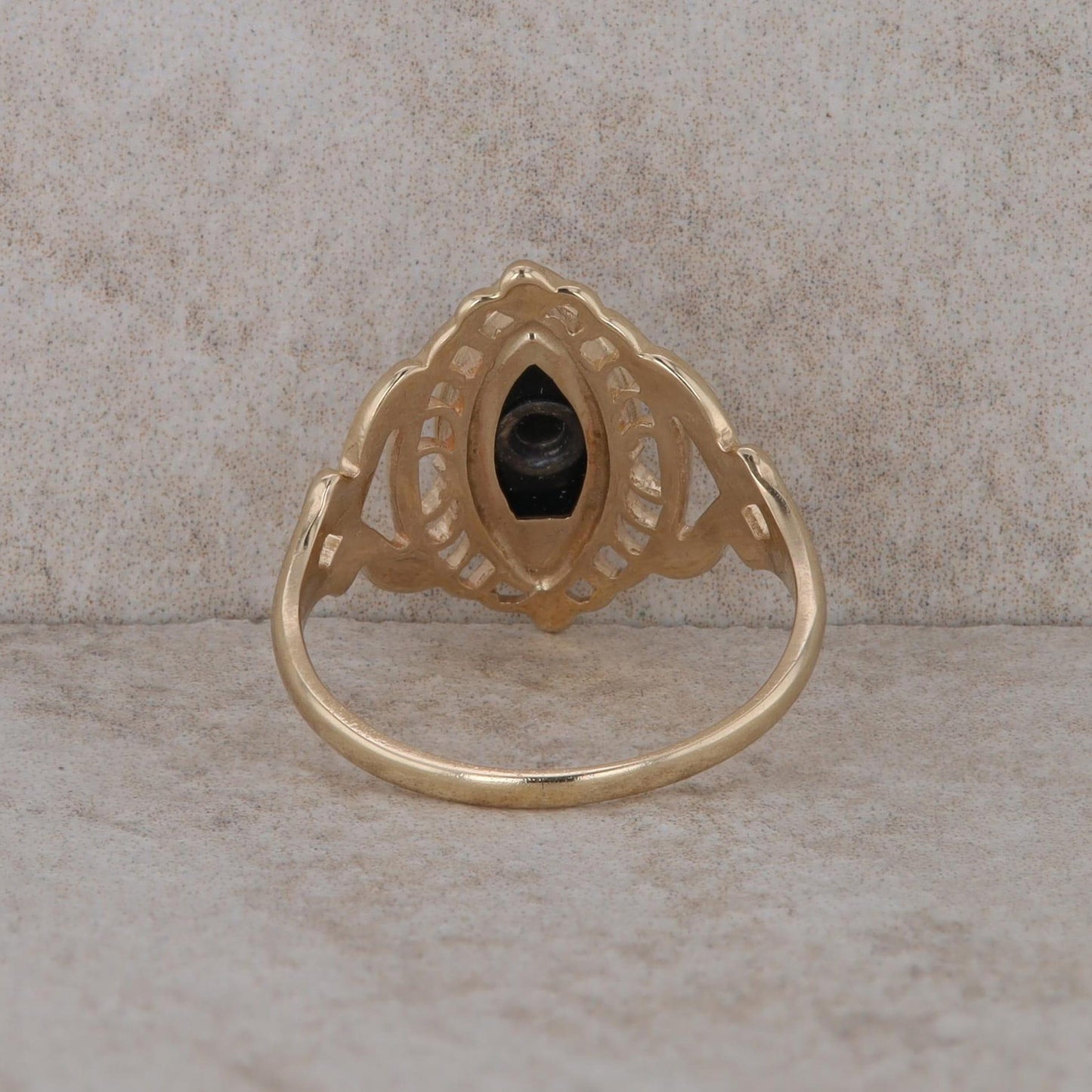 10k Yellow Gold Onyx and Diamond Ring