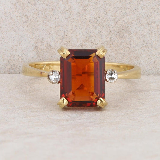 18k Yellow Gold Citrine and Diamond Ring