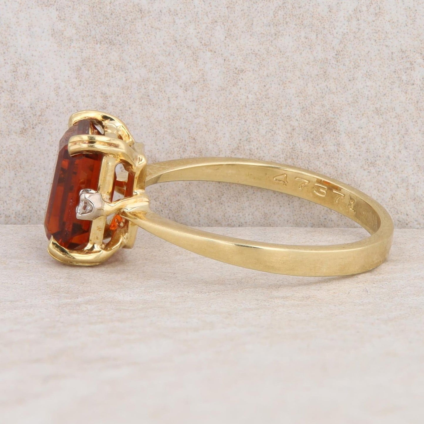 18k Yellow Gold Citrine and Diamond Ring