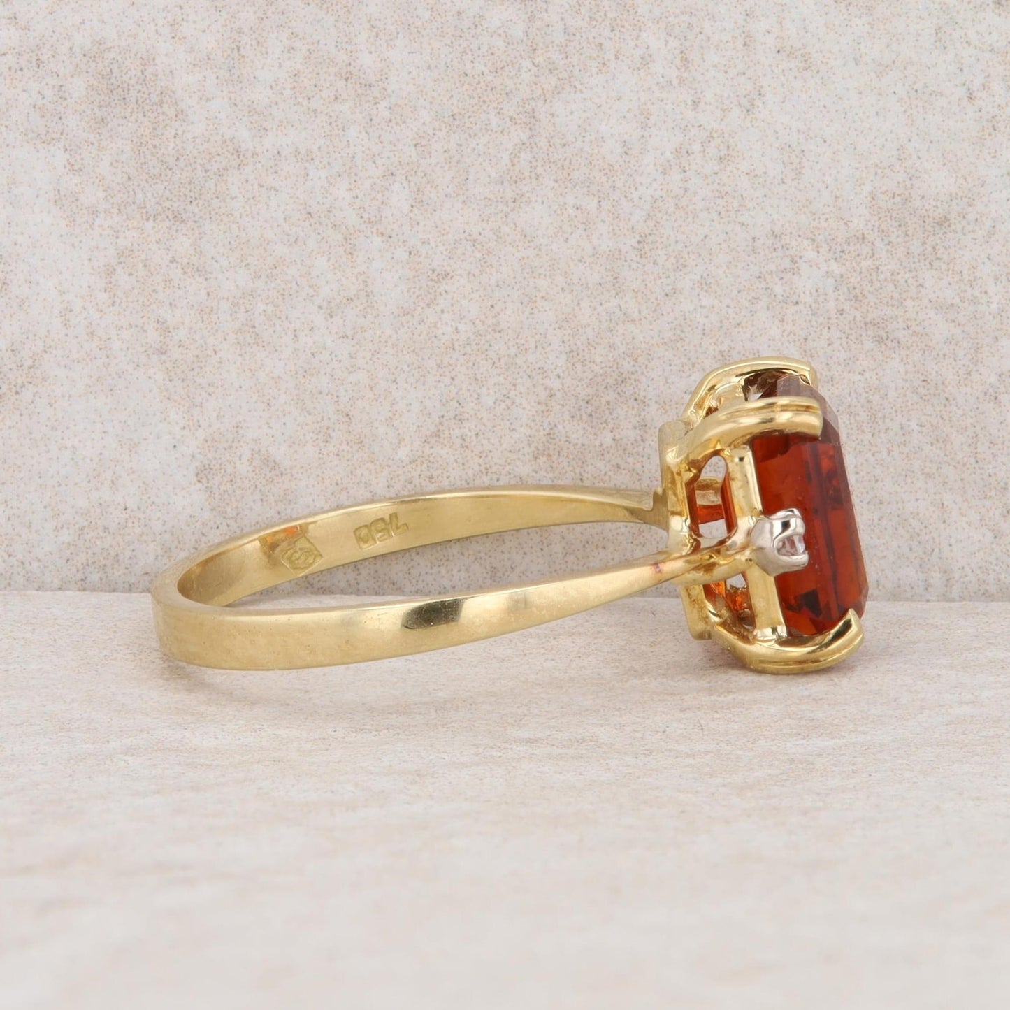 18k Yellow Gold Citrine and Diamond Ring