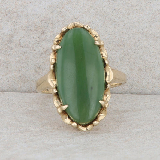 10k Yellow Gold Oval Jade Ring