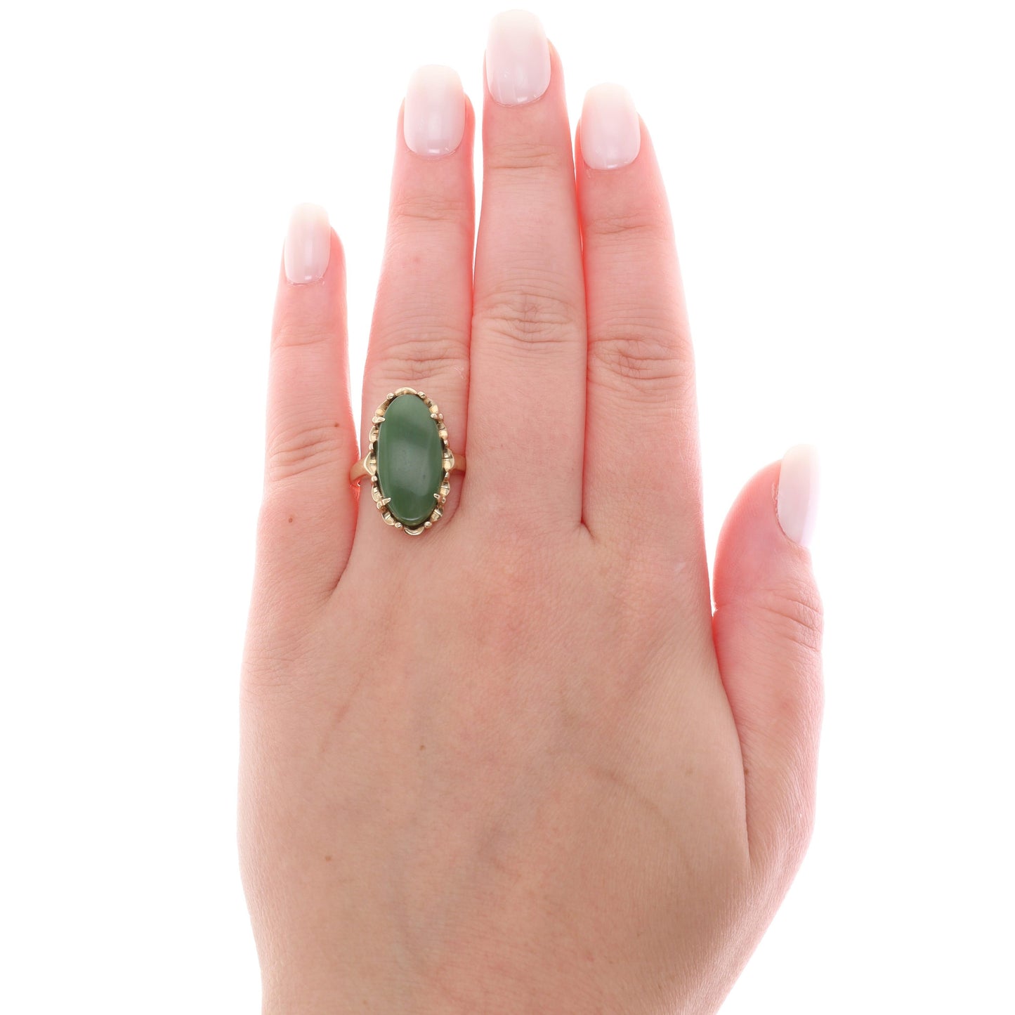 10k Yellow Gold Oval Jade Ring