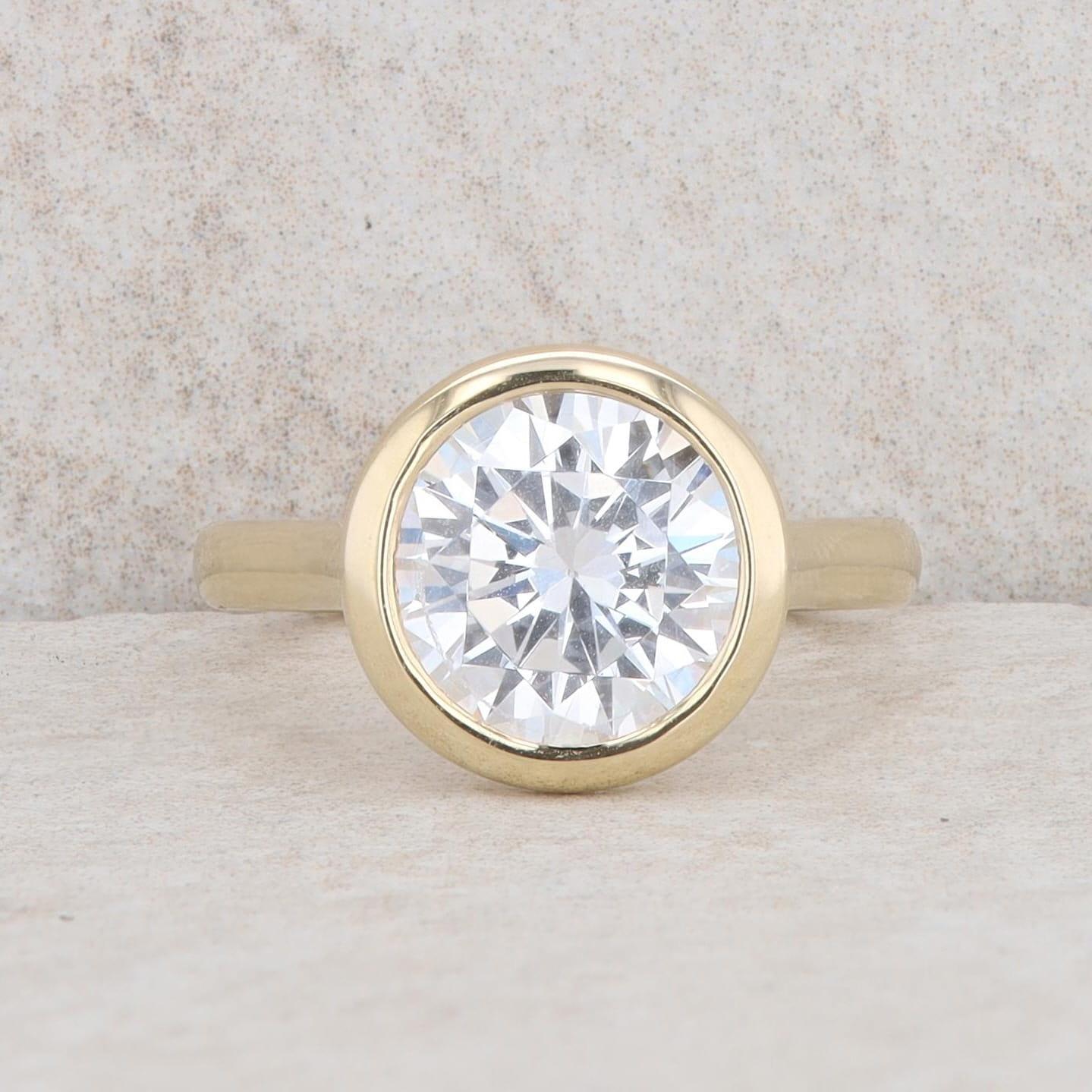 14k Yellow Gold Round Cubic Zirconia Ring