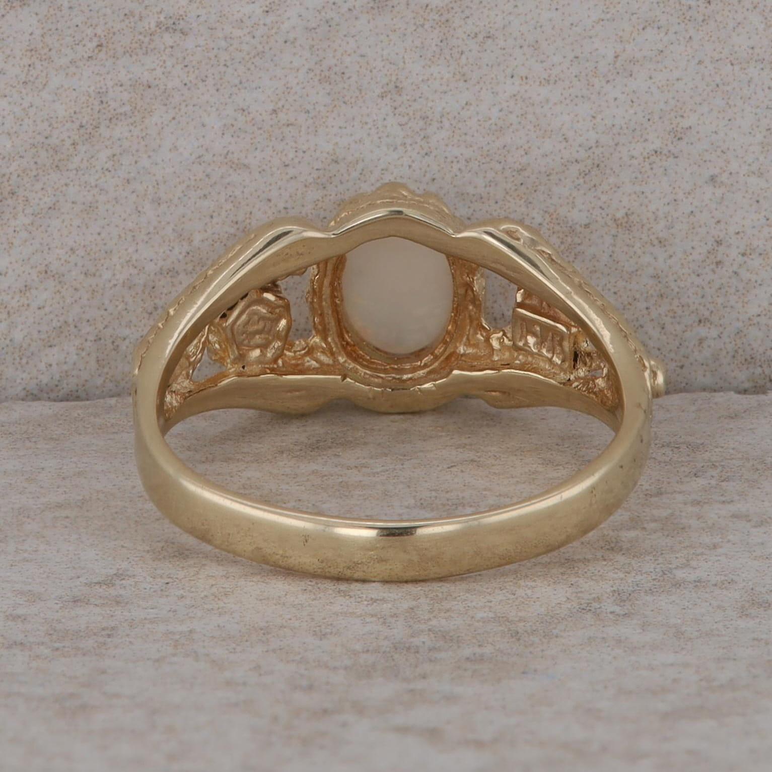 14k Yellow Gold Opal Filigree Cutout Ring