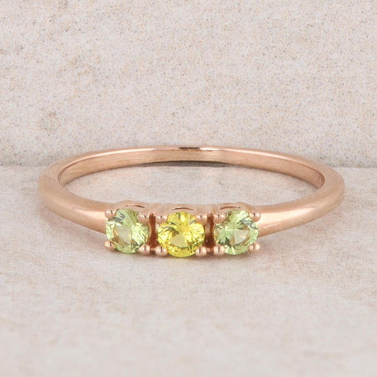 10k Rose Gold Imitation Peridot and Imitation Citrine Birthstone Ring