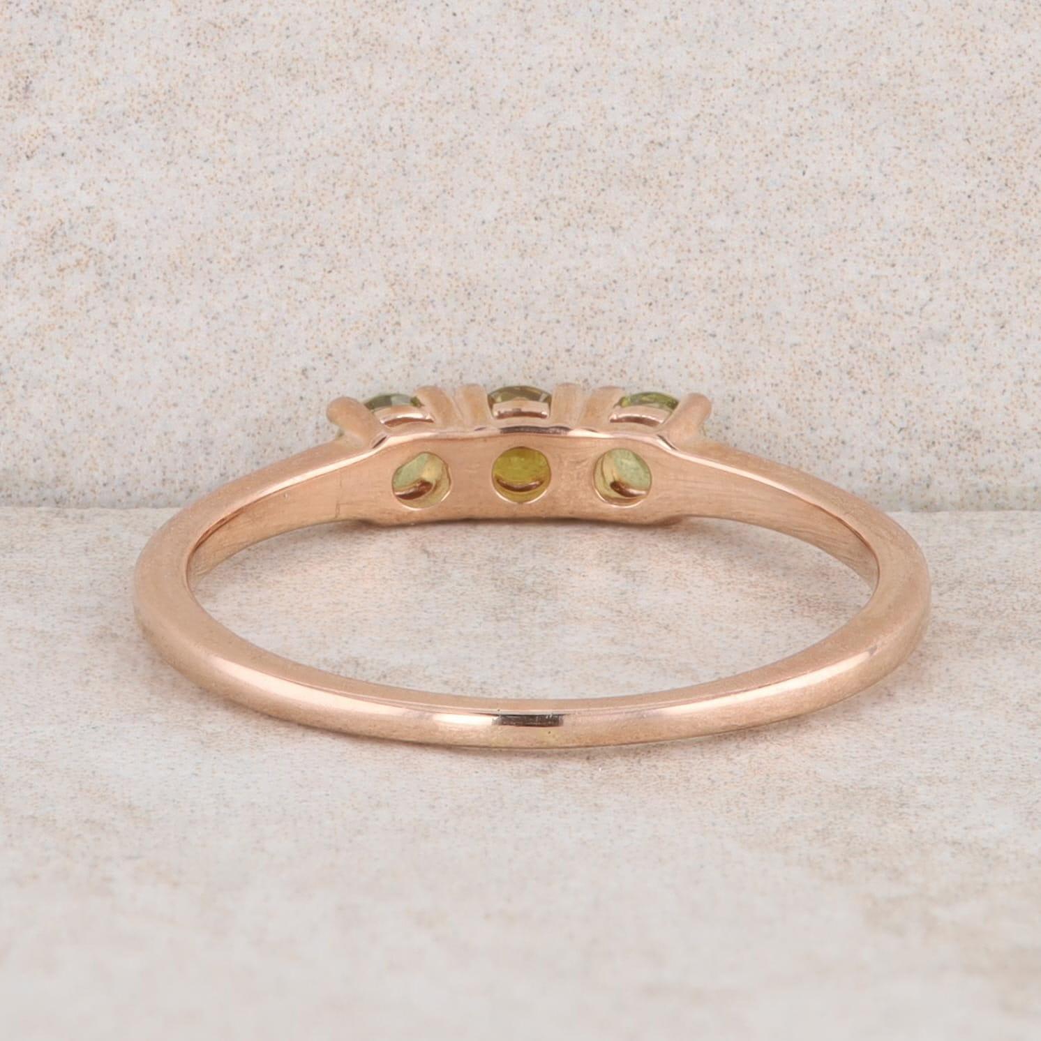 10k Rose Gold Imitation Peridot and Imitation Citrine Birthstone Ring