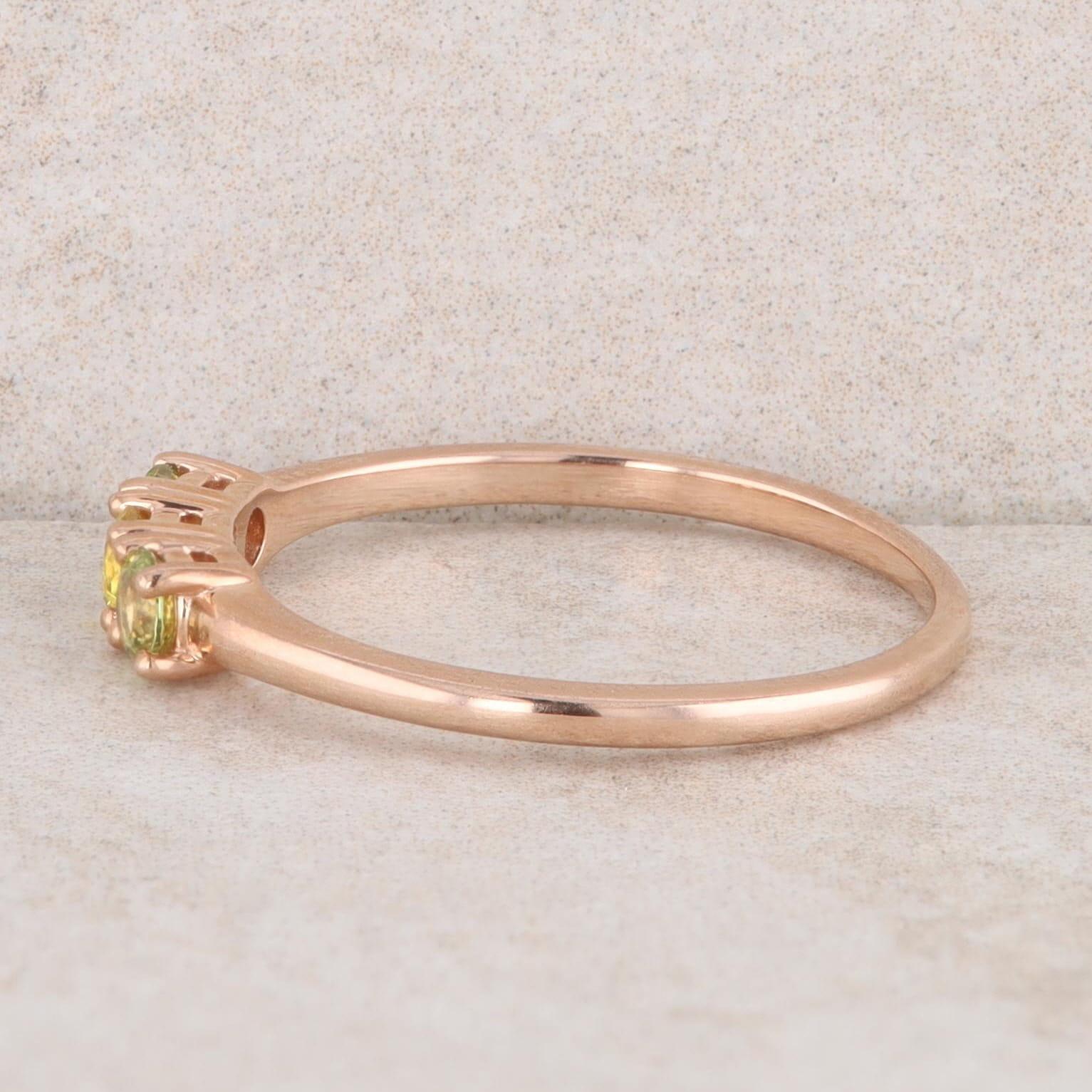 10k Rose Gold Imitation Peridot and Imitation Citrine Birthstone Ring