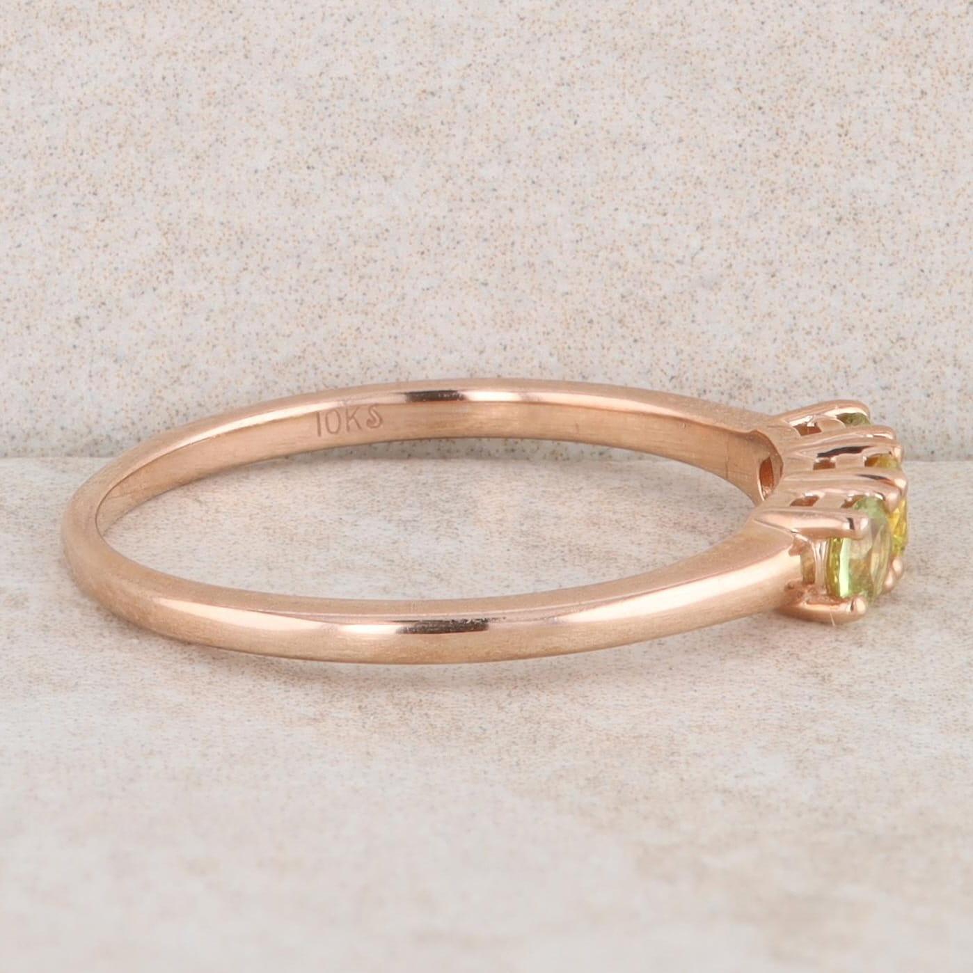 10k Rose Gold Imitation Peridot and Imitation Citrine Birthstone Ring