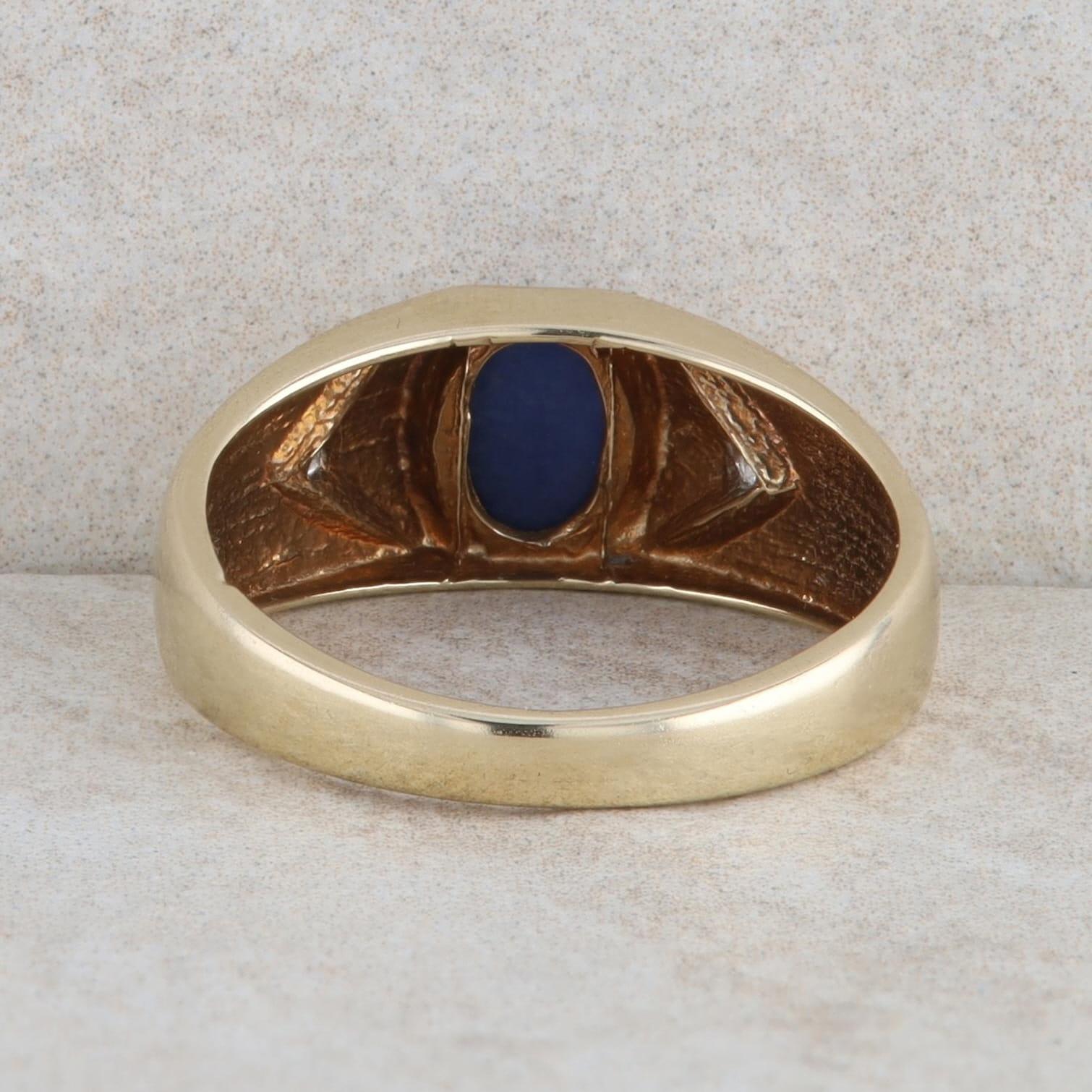 10k Yellow Gold Blue Star Sapphire and Diamond Ring