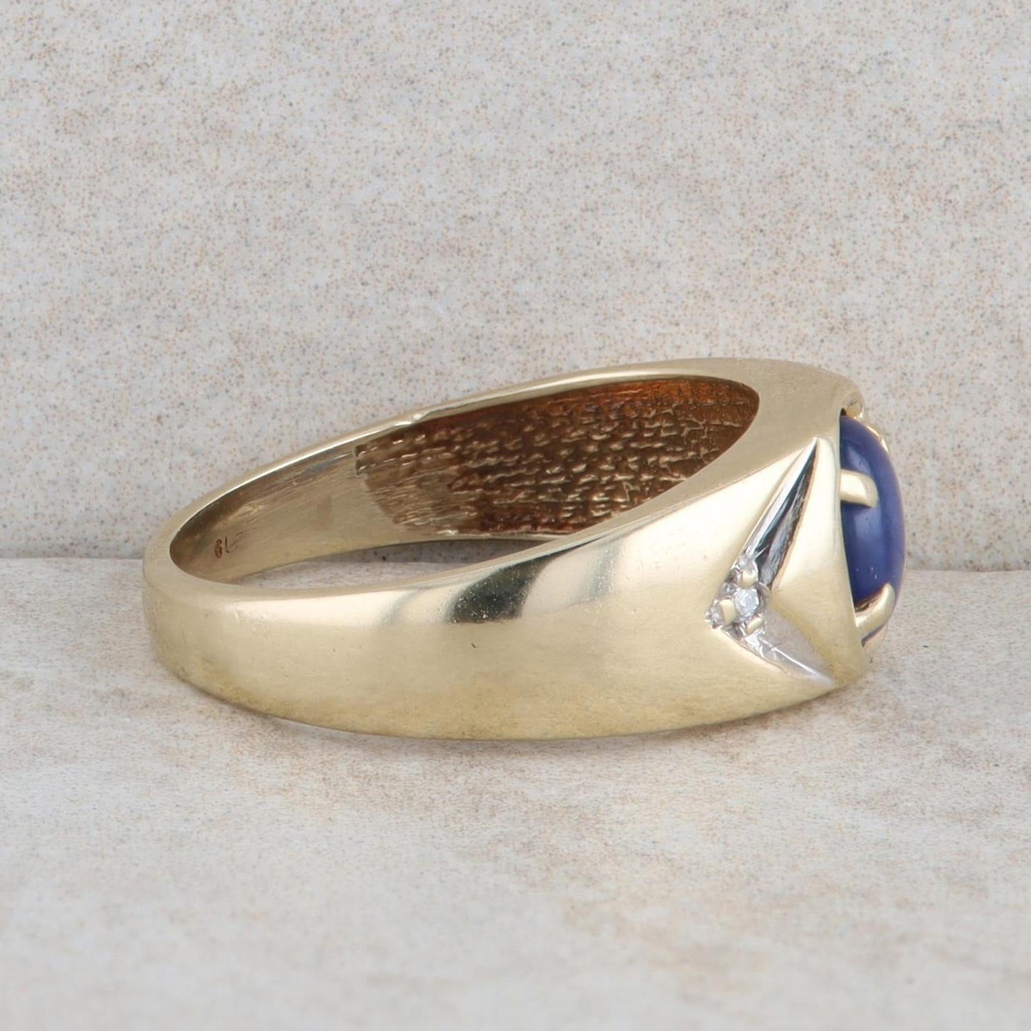 10k Yellow Gold Blue Star Sapphire and Diamond Ring