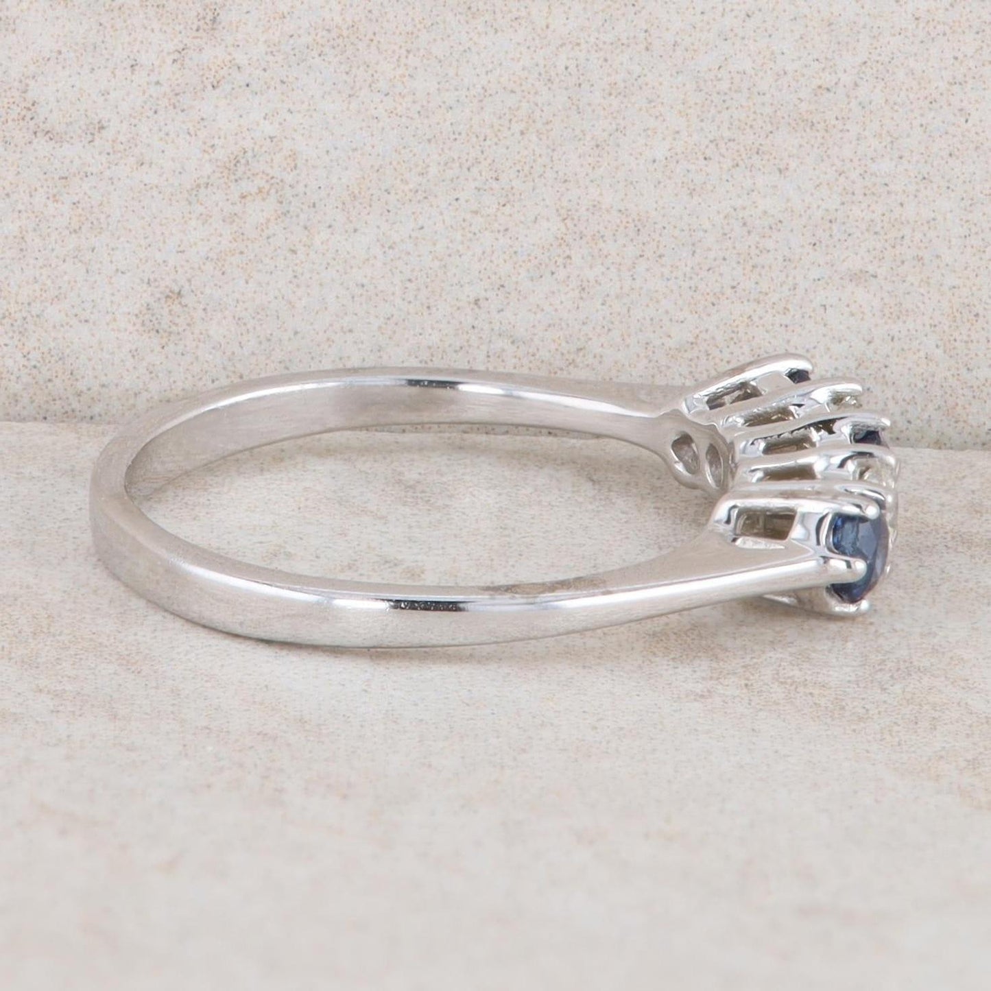 14k White Gold Sapphire and Diamond Five Stone Ring