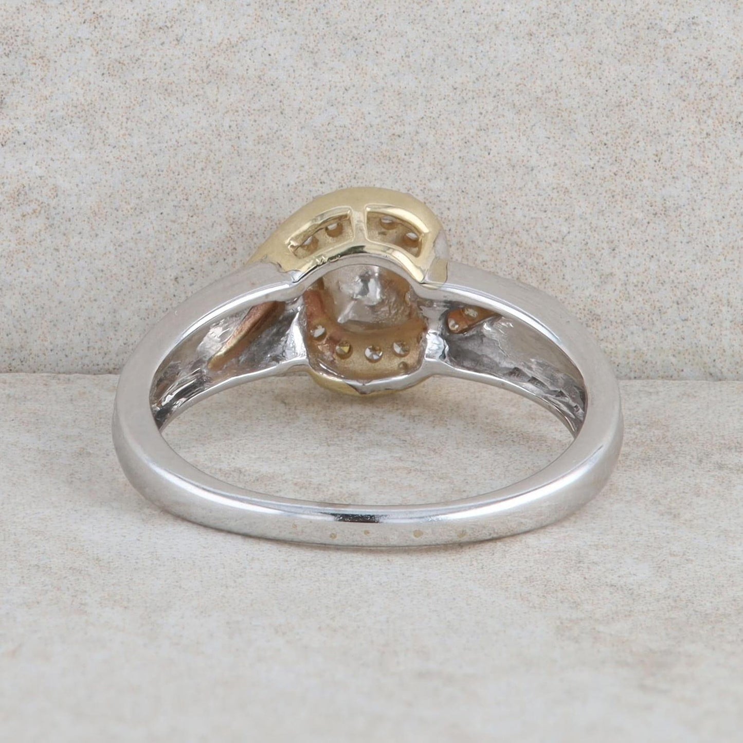 10k Yellow and White Gold Bypass Diamond Engagement Ring