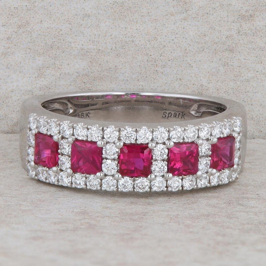 18k White Gold Ruby and Diamond Fashion Band