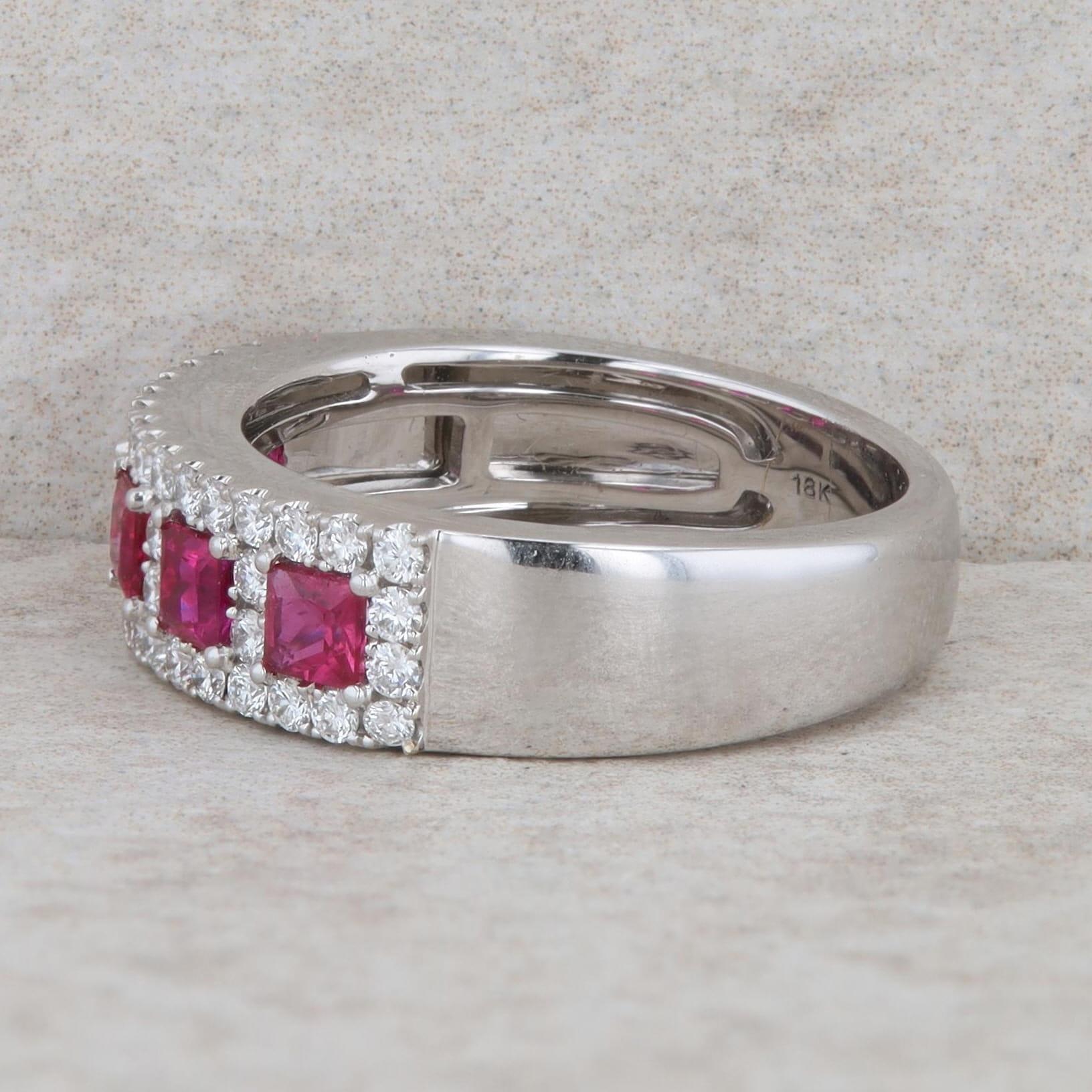 18k White Gold Ruby and Diamond Fashion Band