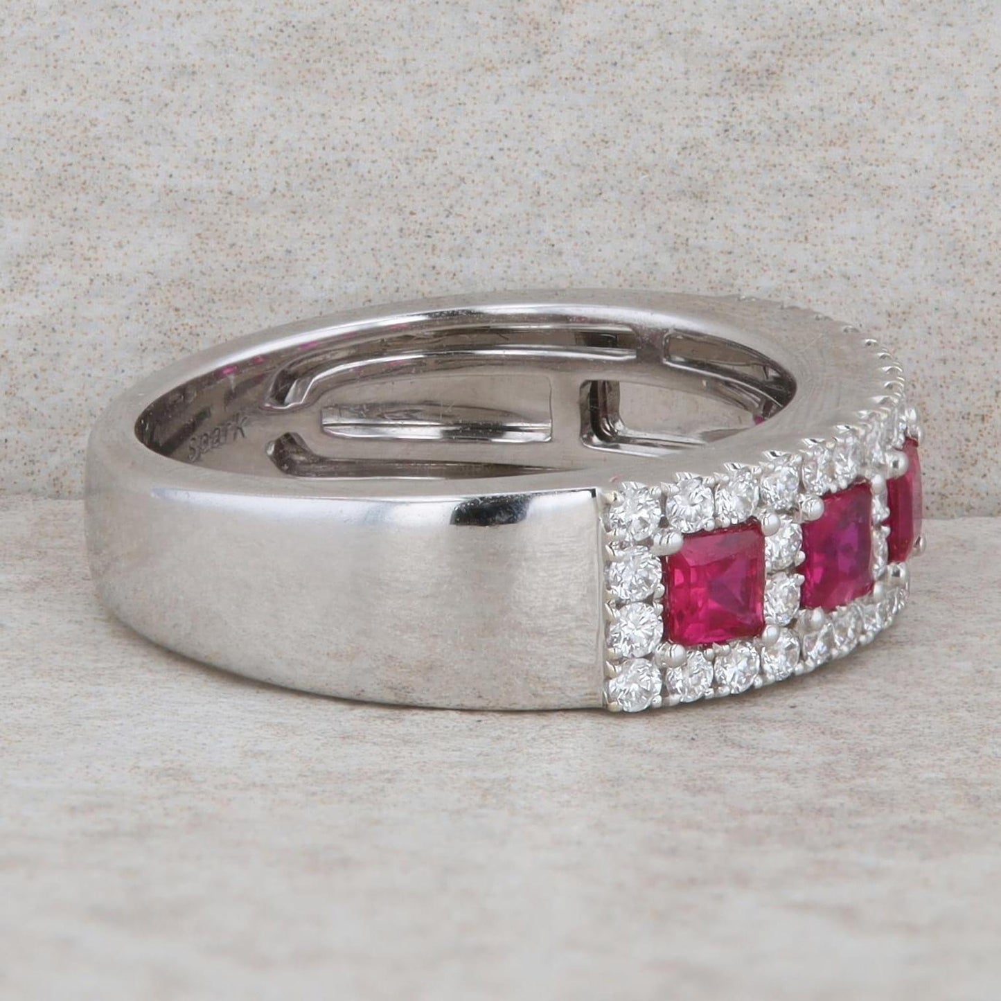 18k White Gold Ruby and Diamond Fashion Band