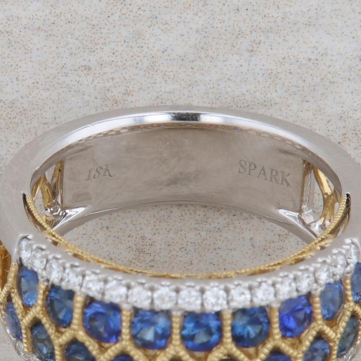 18k White and Yellow Gold Sapphire and Diamond Fashion Band