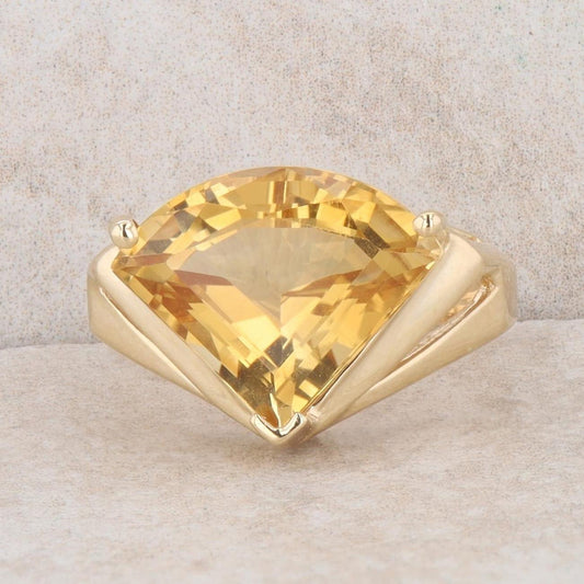 14k Yellow Gold Trillion Citrine Ring