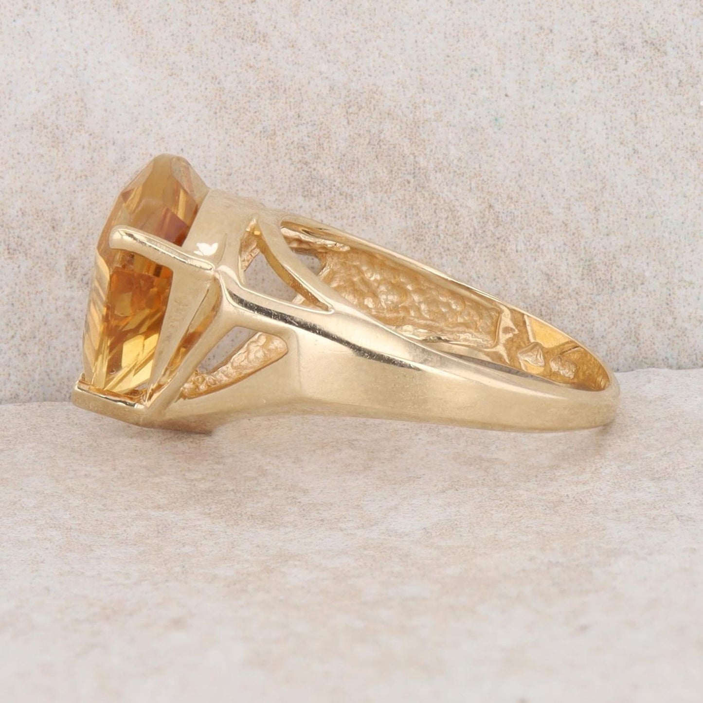 14k Yellow Gold Trillion Citrine Ring