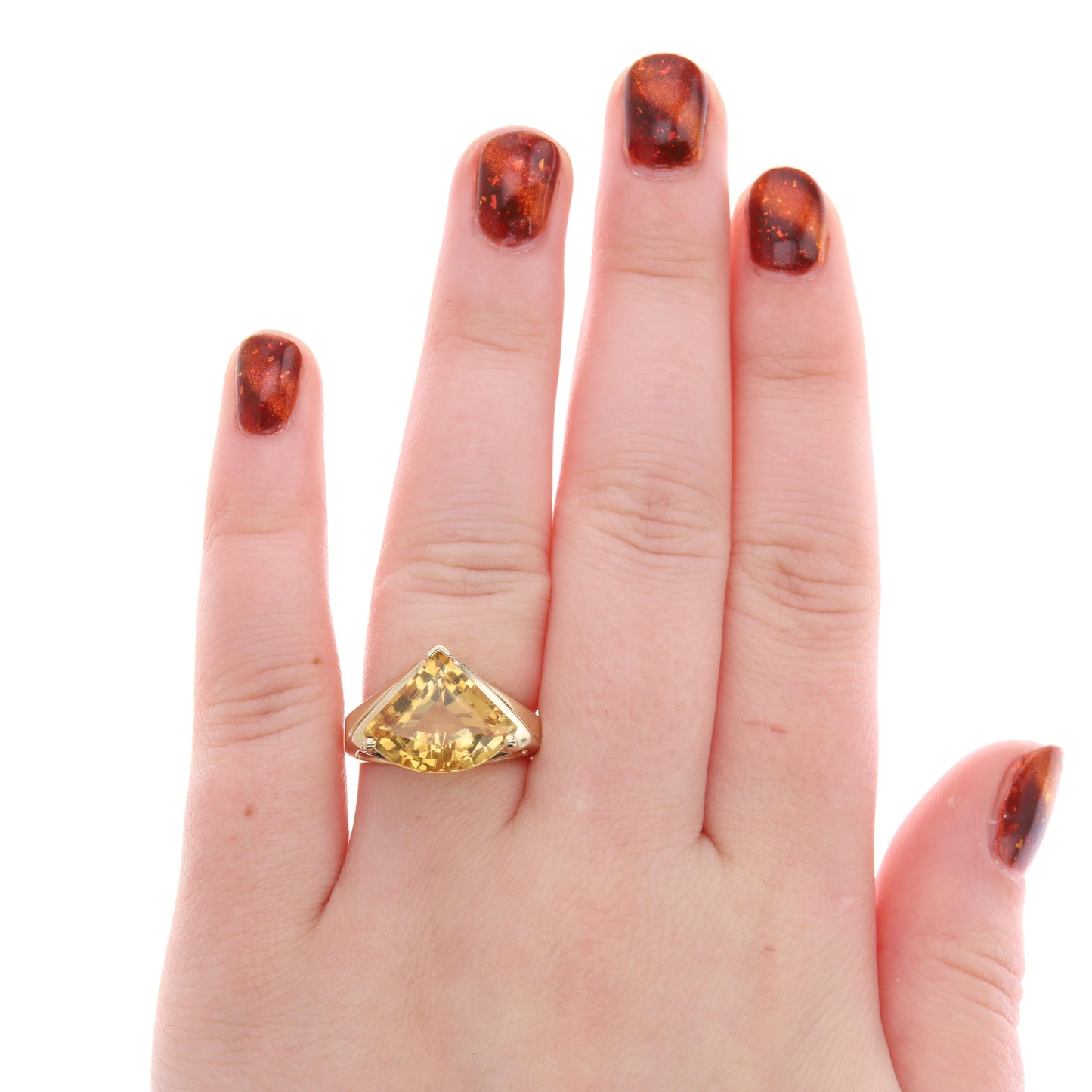 14k Yellow Gold Trillion Citrine Ring