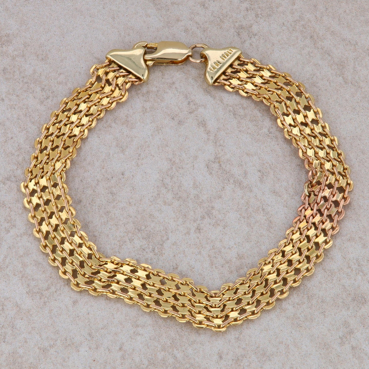 14k Yellow Gold Fashion Four Row Linked Bracelet 5.37g