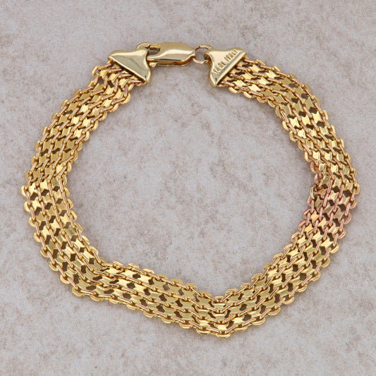 14k Yellow Gold Fashion Four Row Linked Bracelet 5.37g