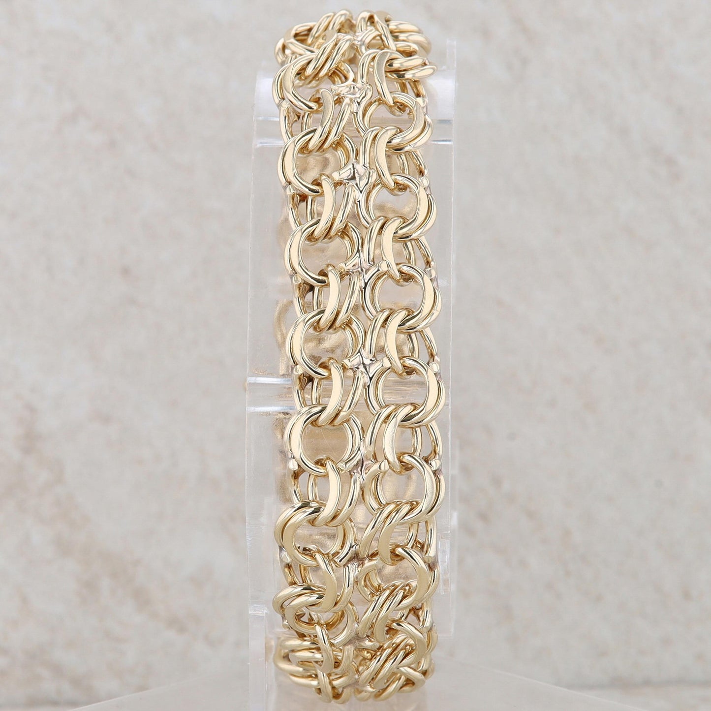 14k Yellow Gold Fashion Double Link Row Chain Bracelet 43.6g