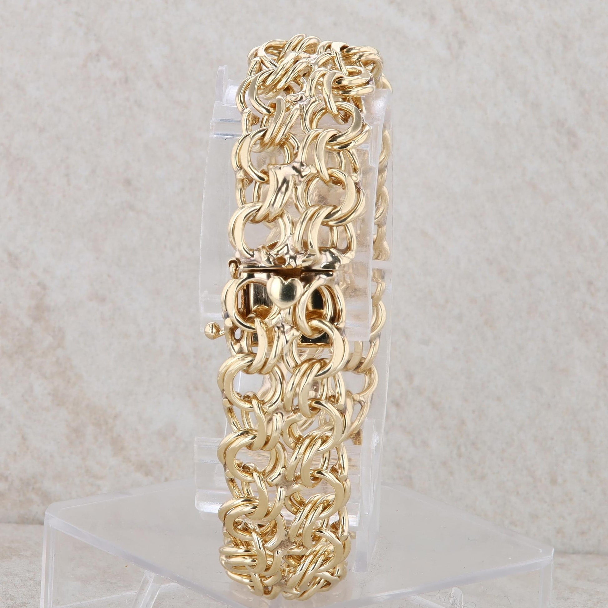 14k Yellow Gold Fashion Double Link Row Chain Bracelet 43.6g