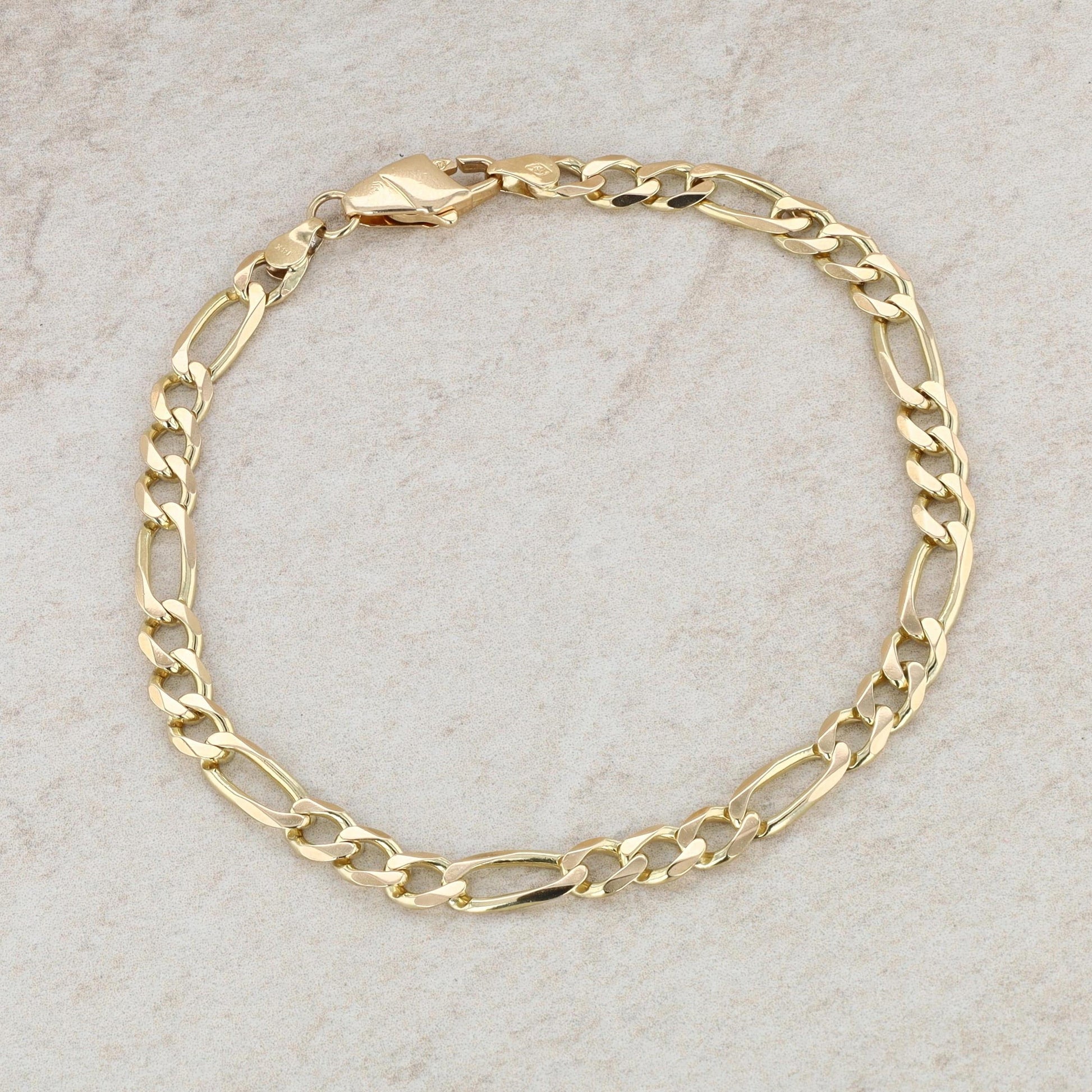 14k Yellow Gold Men's Figaro Bracelet 12.60g