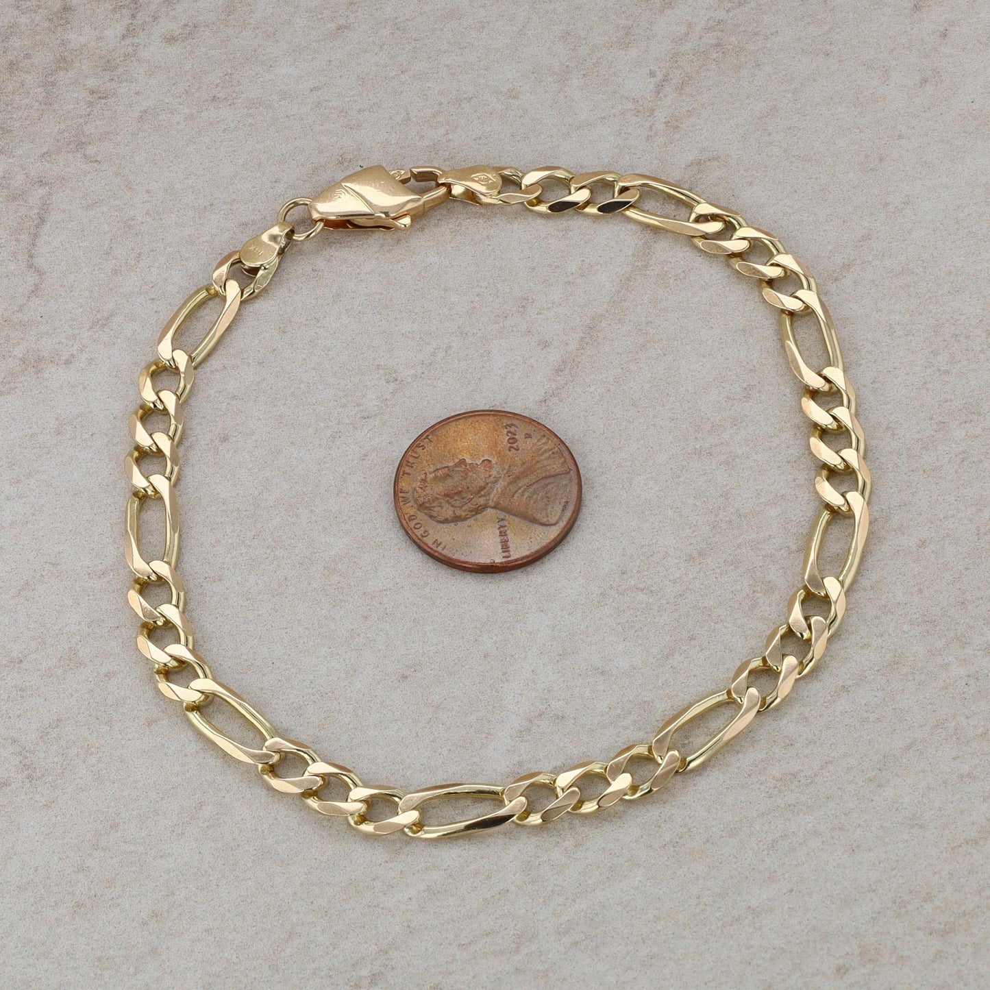 14k Yellow Gold Men's Figaro Bracelet 12.60g