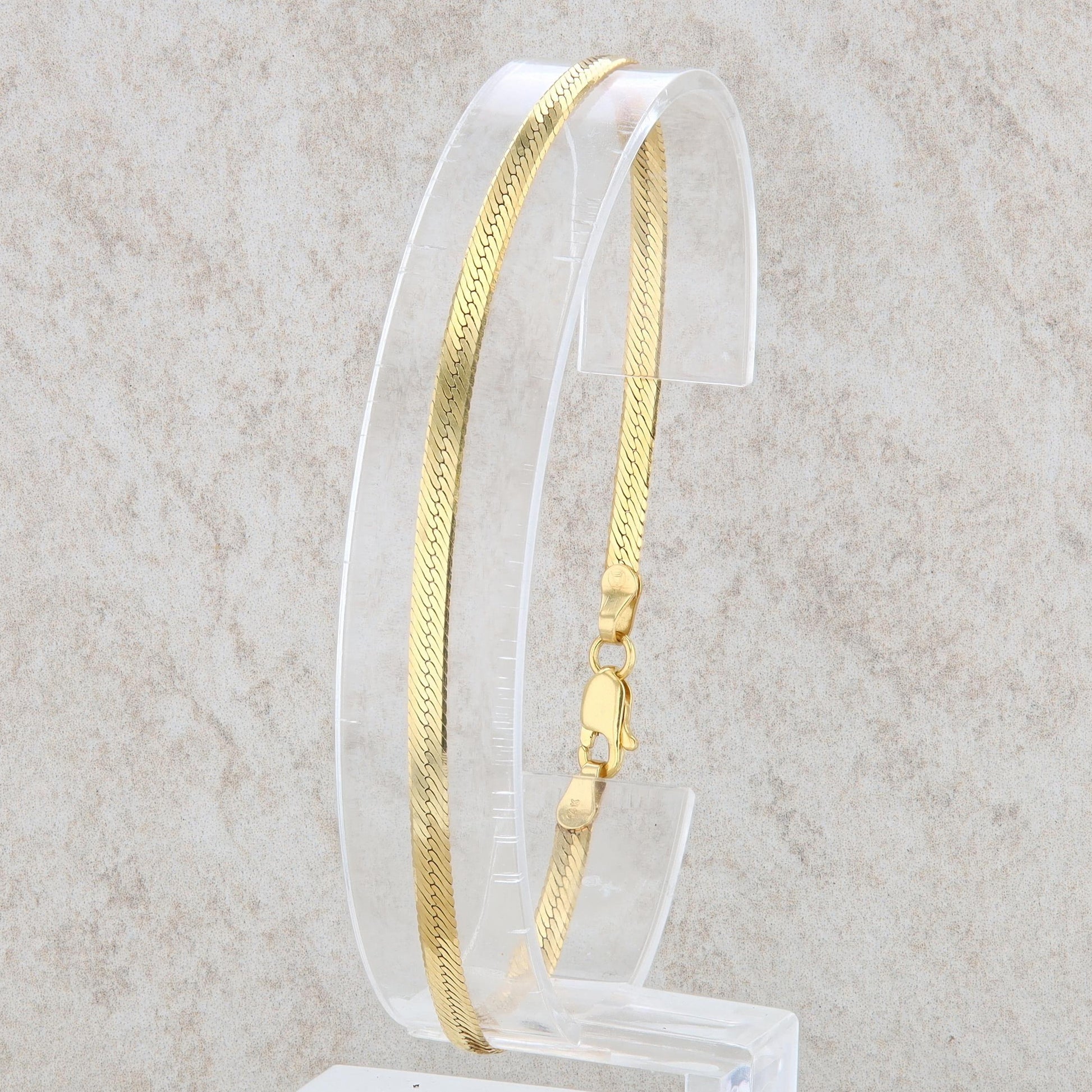 14k Yellow Gold Herringbone Bracelet 8" 3.2g